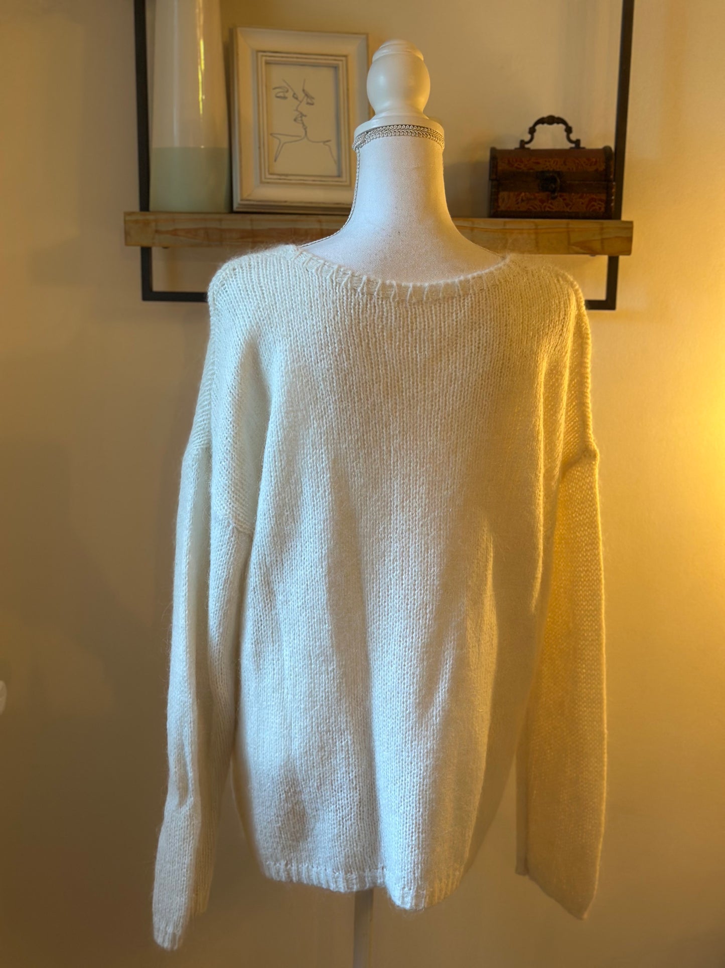 Pull oversize en laine et mohair blanc T.U