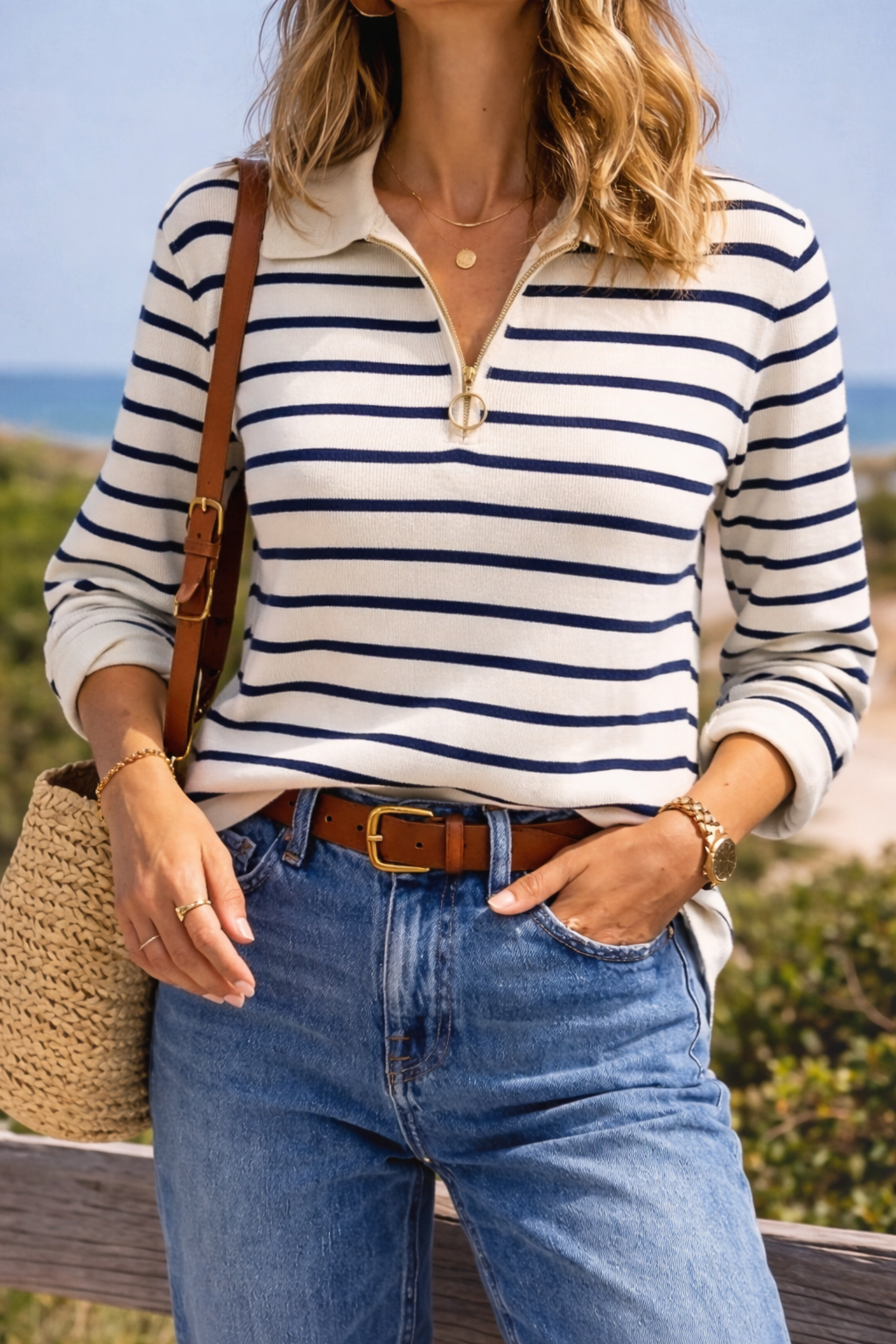 Pull en laine à rayures marinières T.34