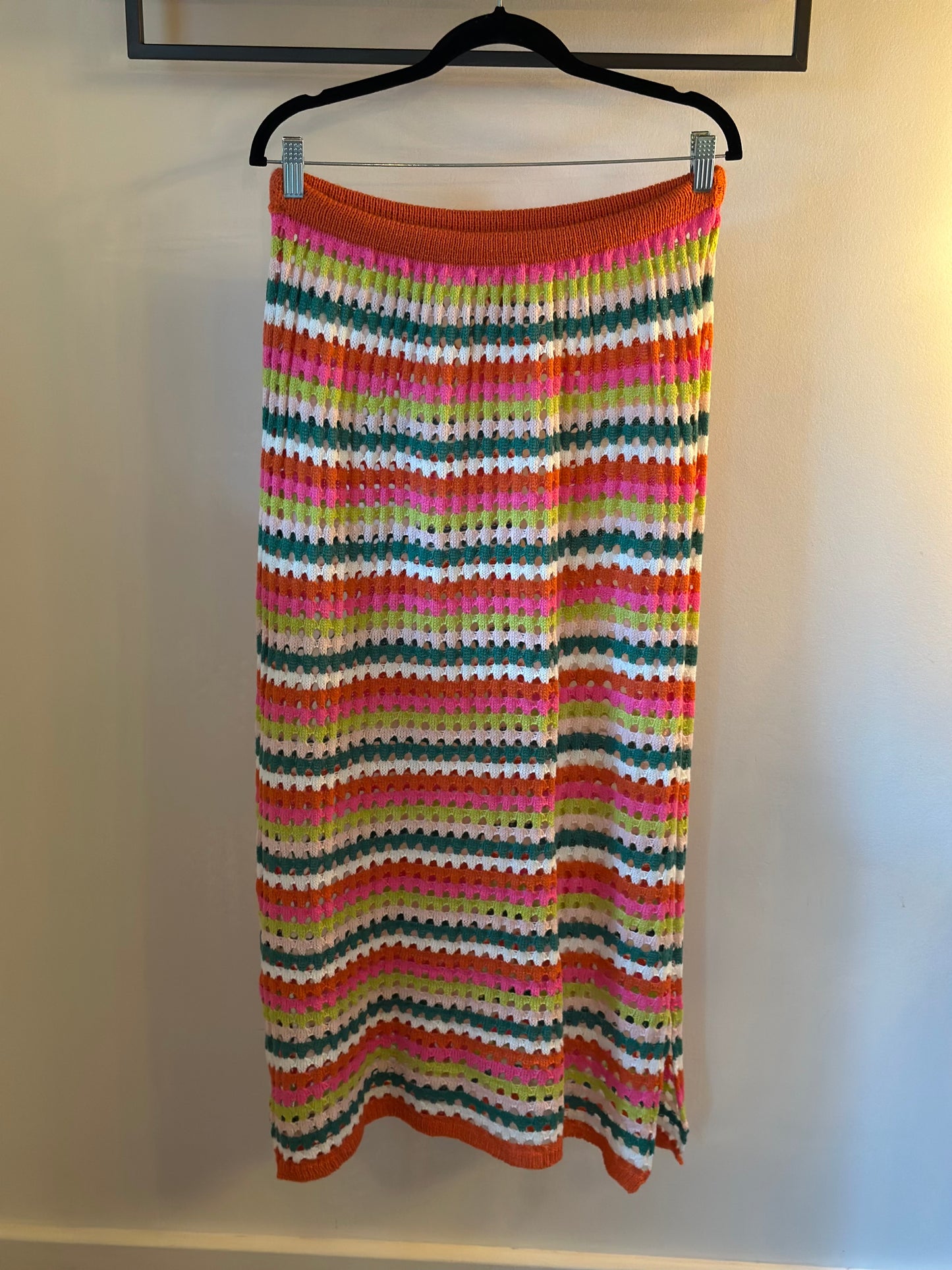 Jupe longue crochet colorée, fente côté T.38/40