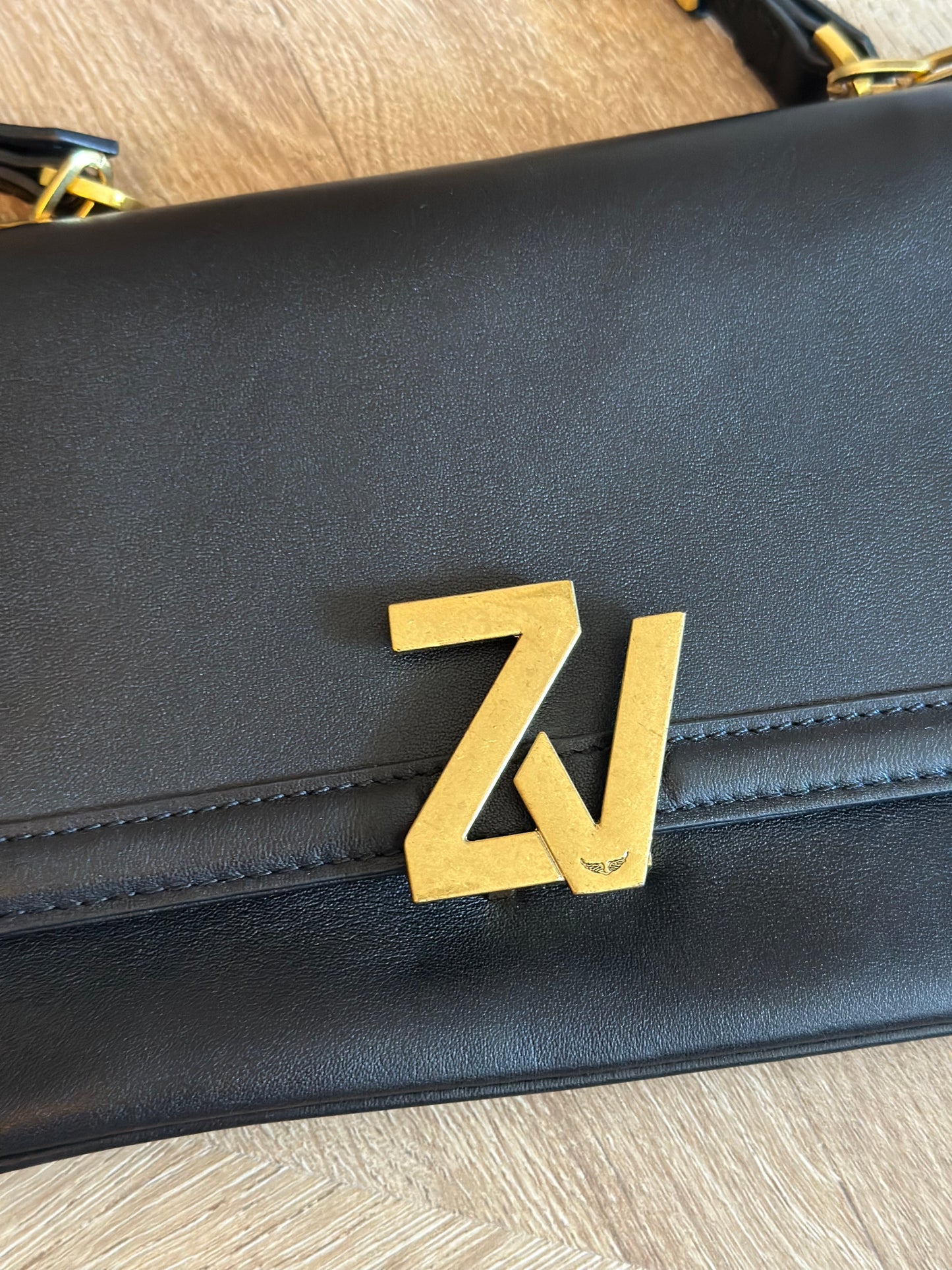 Sac à rabat cuir noir ZV Initiale
