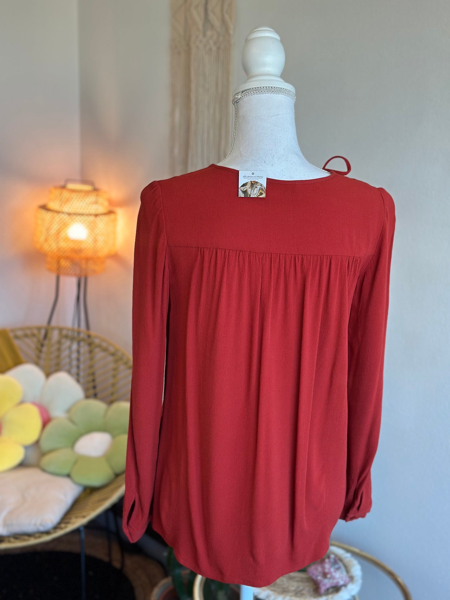 Blouse bohème rouge orangé, T.36/38