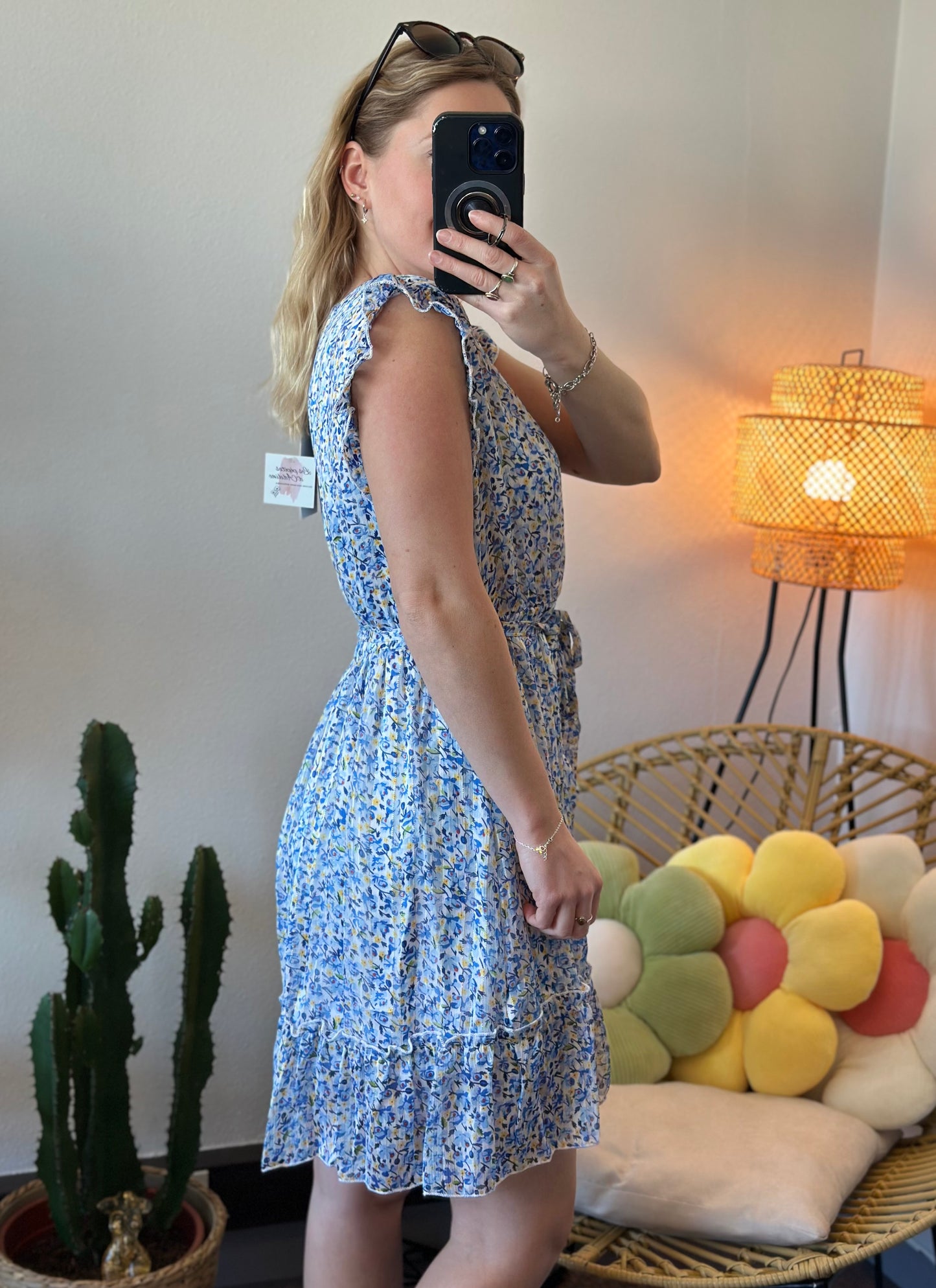 Robe midi motifs floraux bleus T.36/38