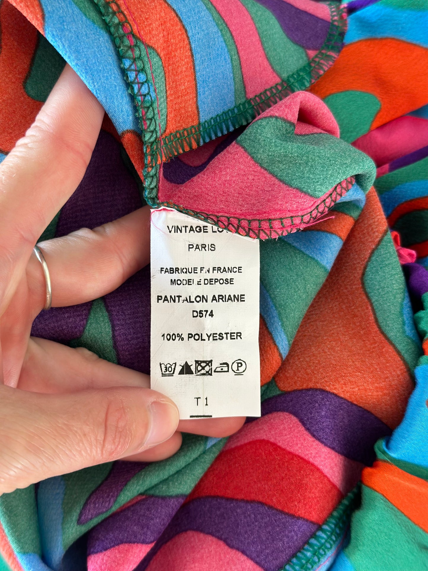 Pantalon fluide à jambes larges motifs colorés neuf T.U