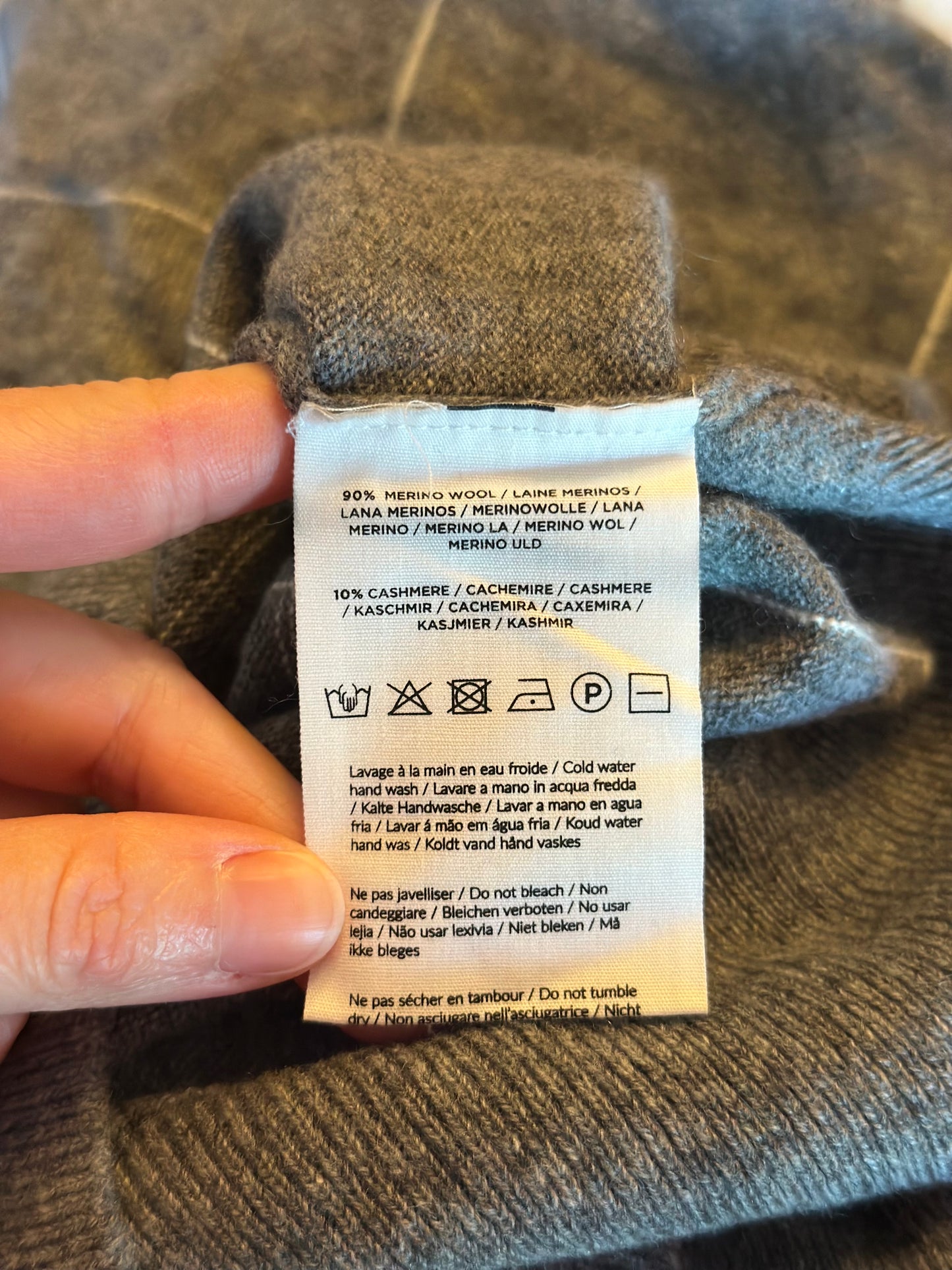 Pull col roulé à carreaux en laine mérinos et cachemire T.34
