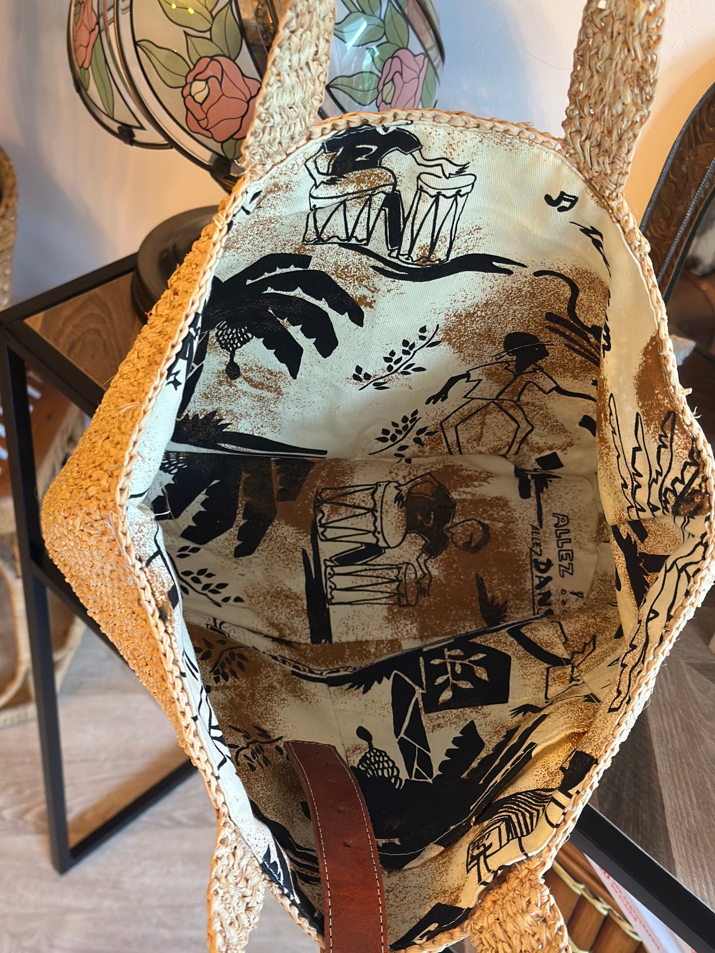 Sac en raphia fait main Madagascar – cuir