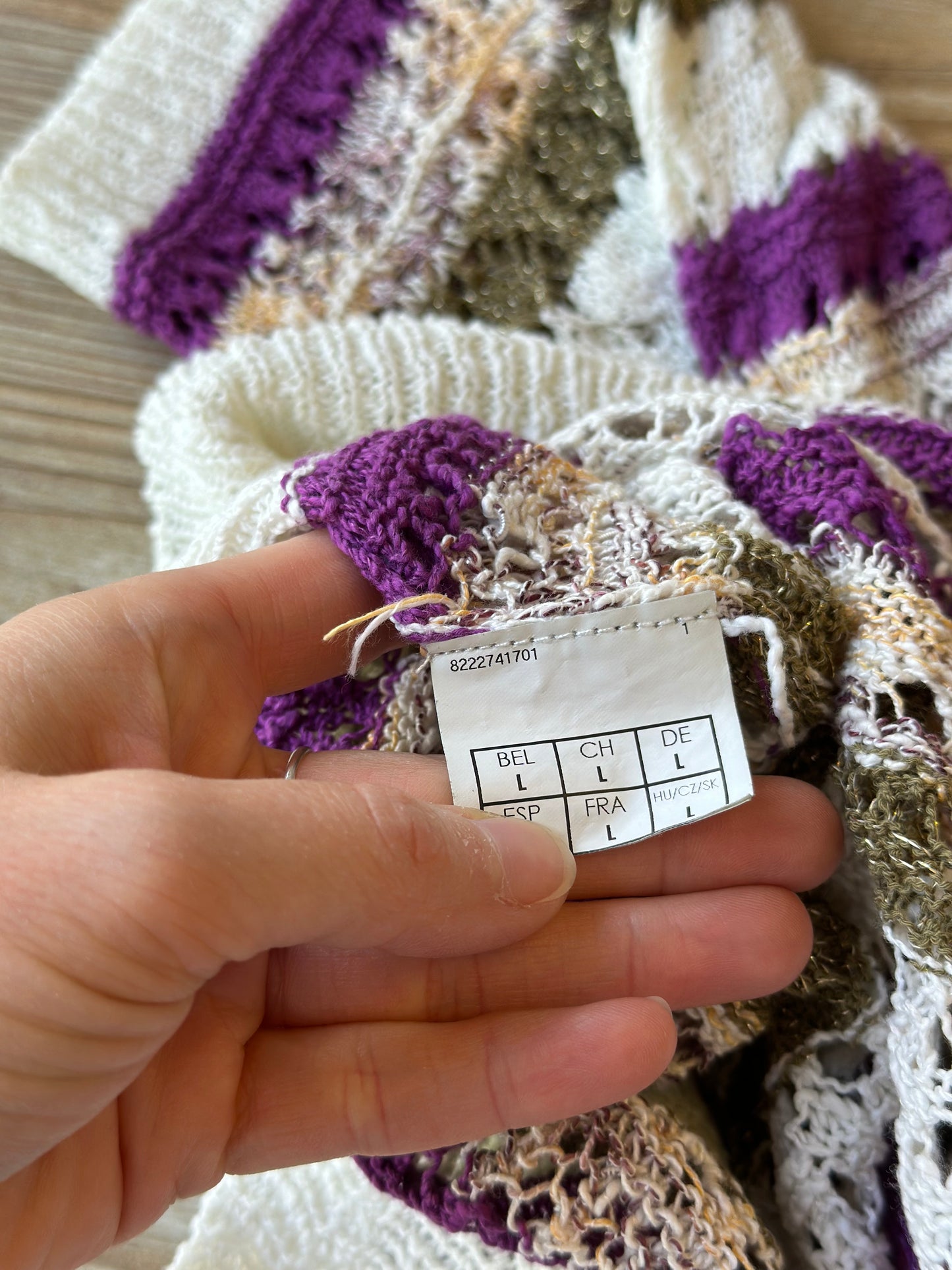 Pull en maille crochetée colorée T.40 oversize