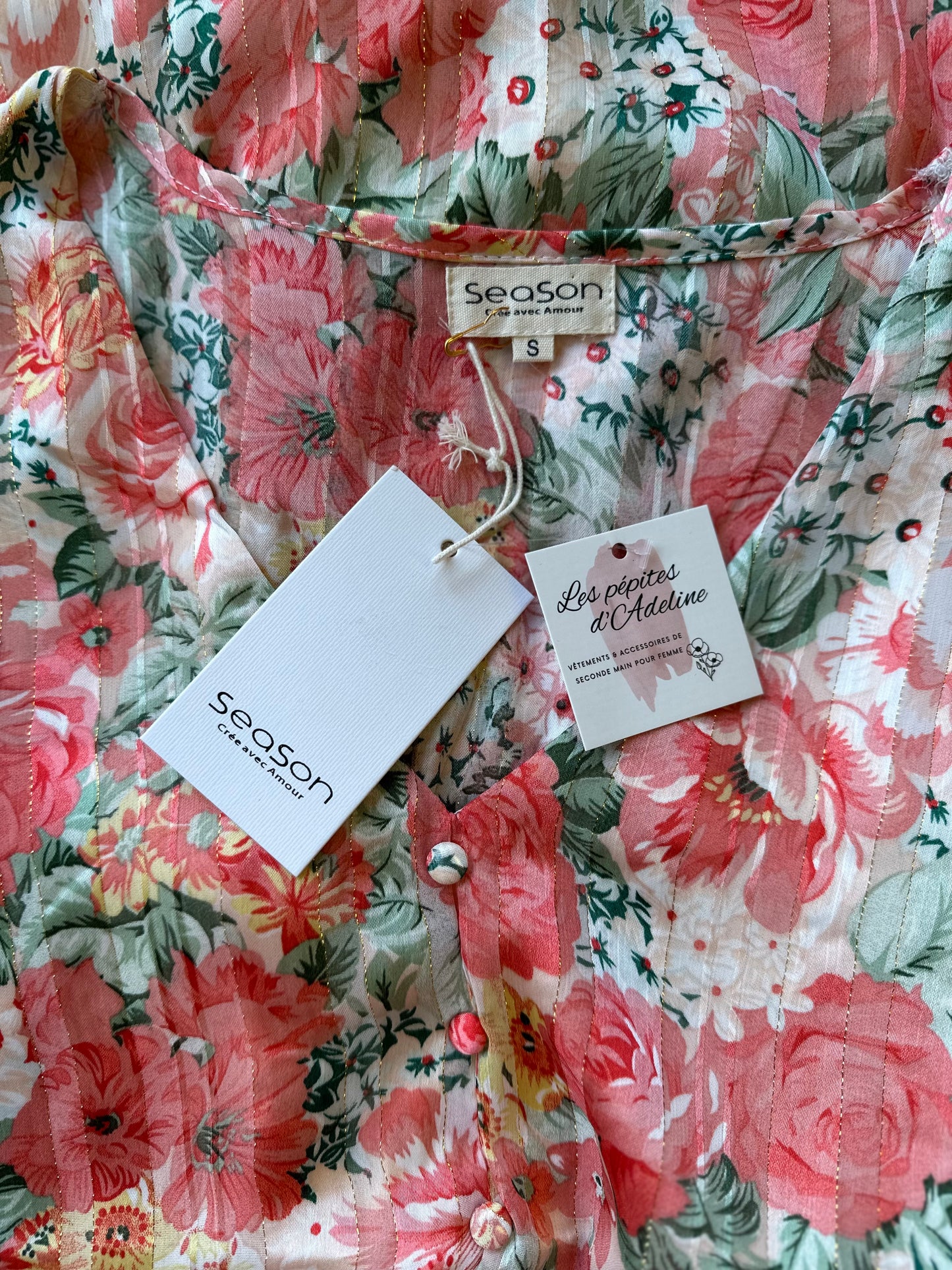 Robe fluide à motifs fleuris et lurex T.36 neuve