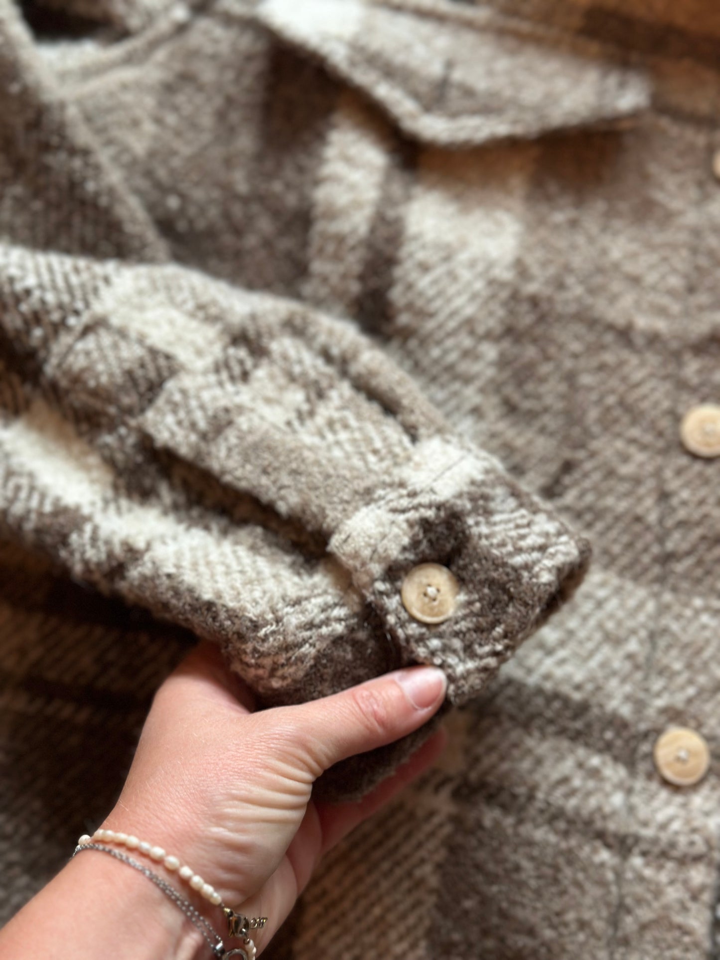 Veste surchemise à carreaux marron T.38