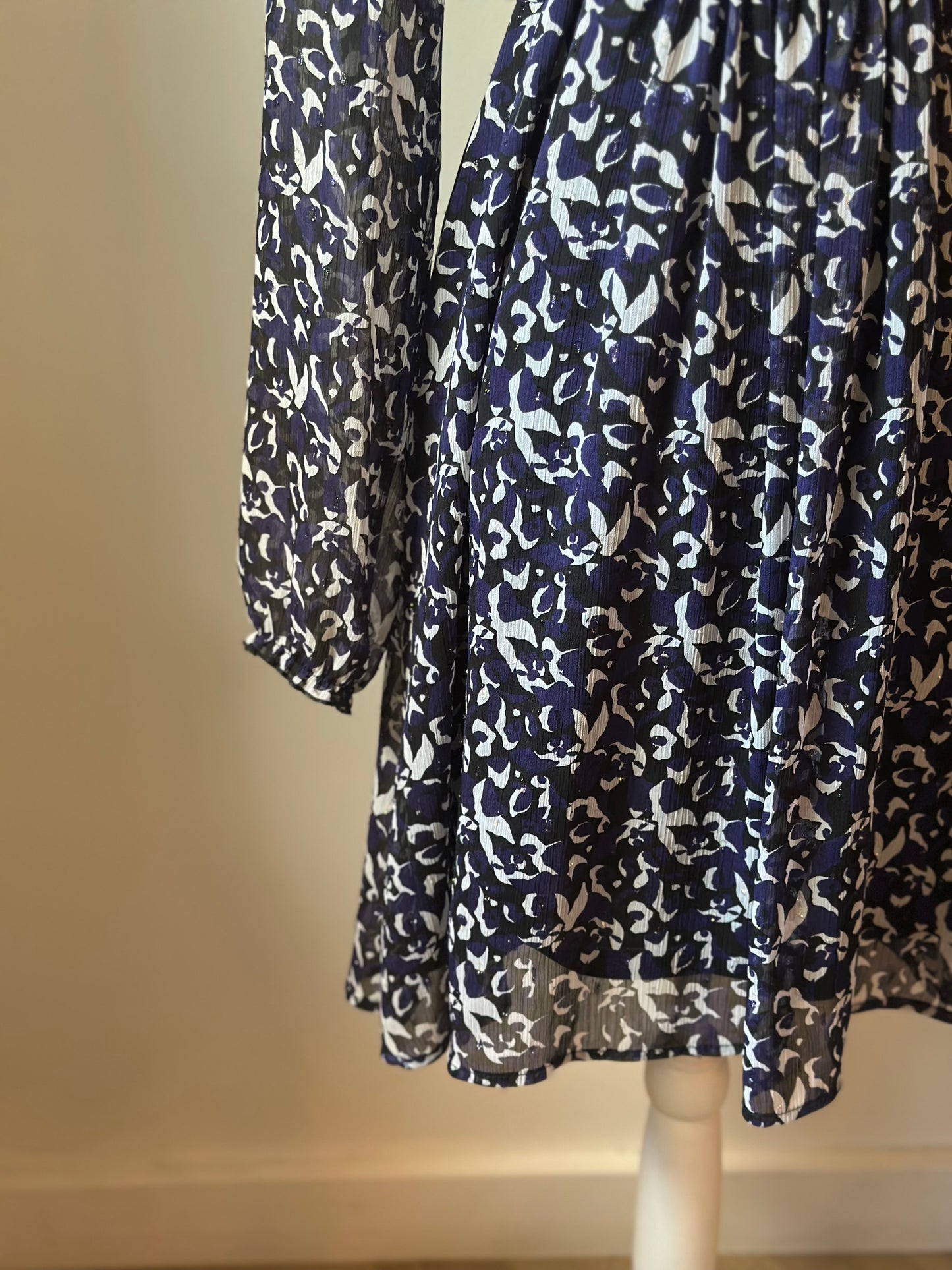 Robe à motifs floraux bleu/blanc T.42/44