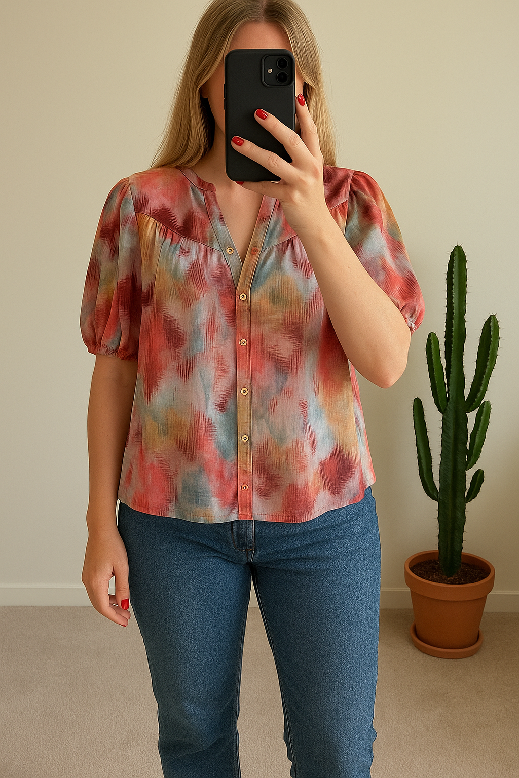 Blouse ample imprimé coloré T.40