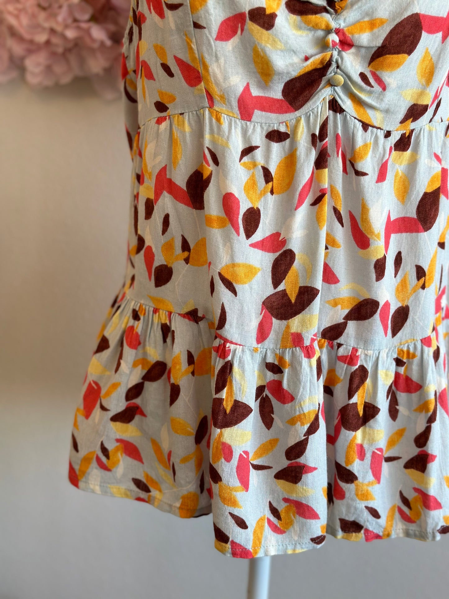 Top d'été évasé en lin à motifs colorés, T.38