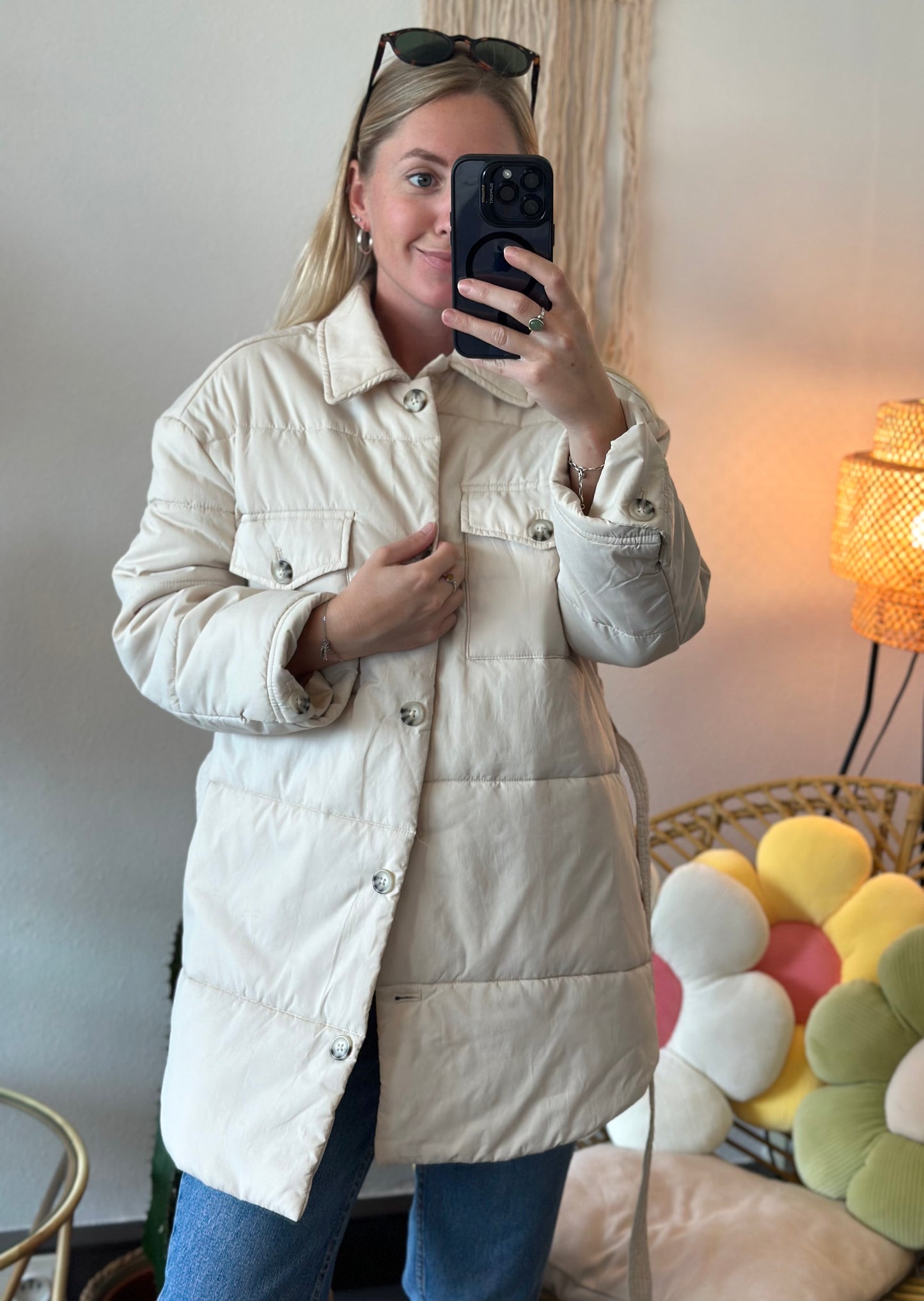 Veste doudoune matelassée ceinturée T.36 Oversize