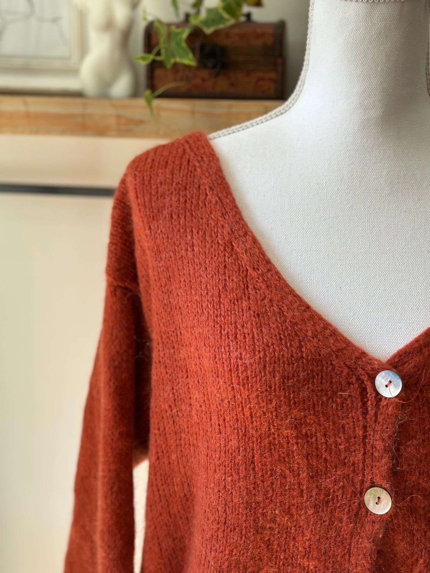 Gilet pull en mohair rouille réversible T.U