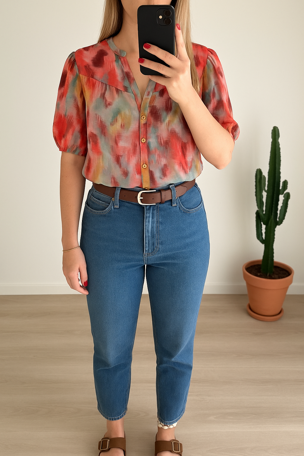 Blouse ample imprimé coloré T.40
