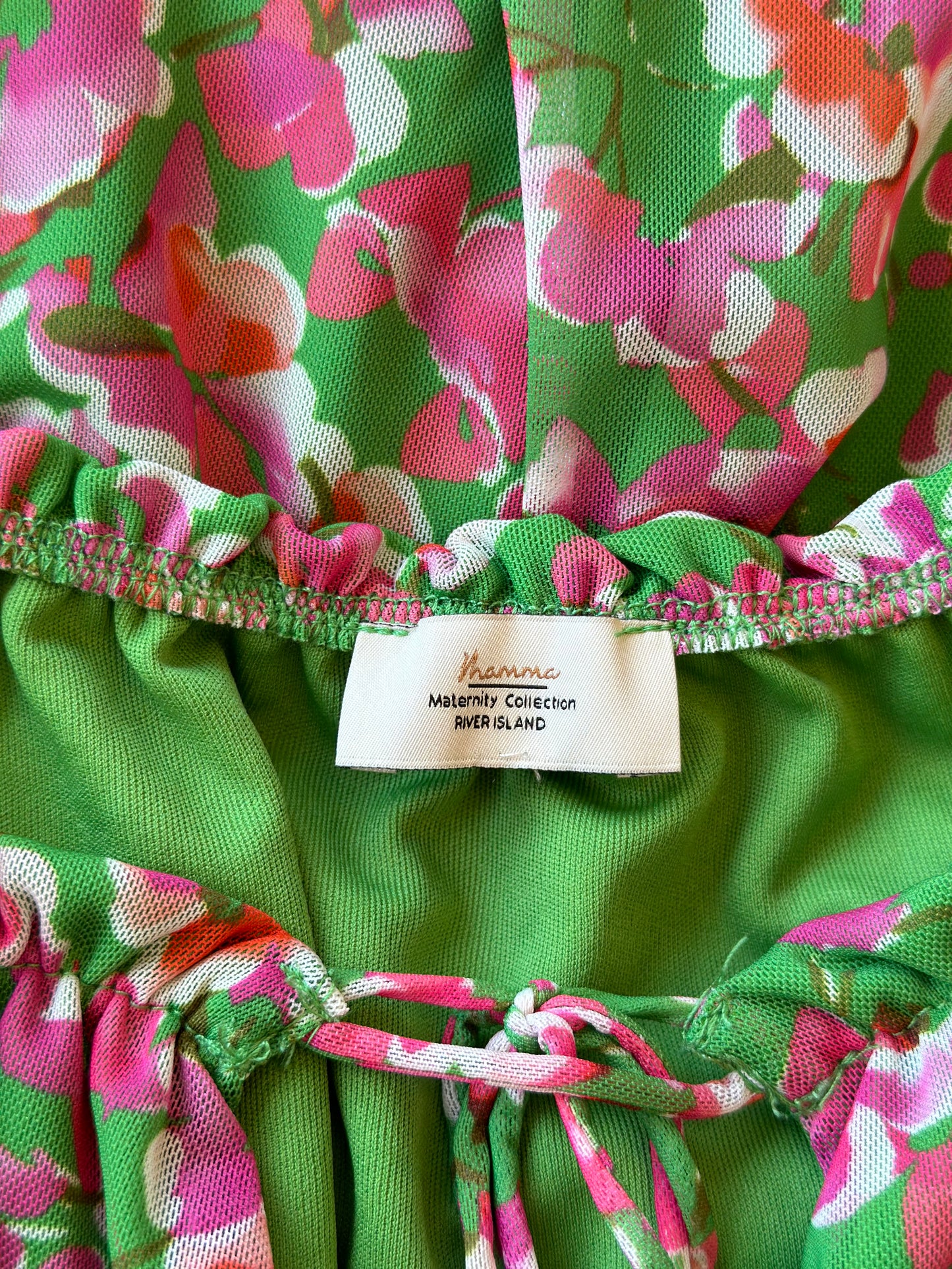 Robe longue d’été verte et rose à motifs fleuris, T.38
