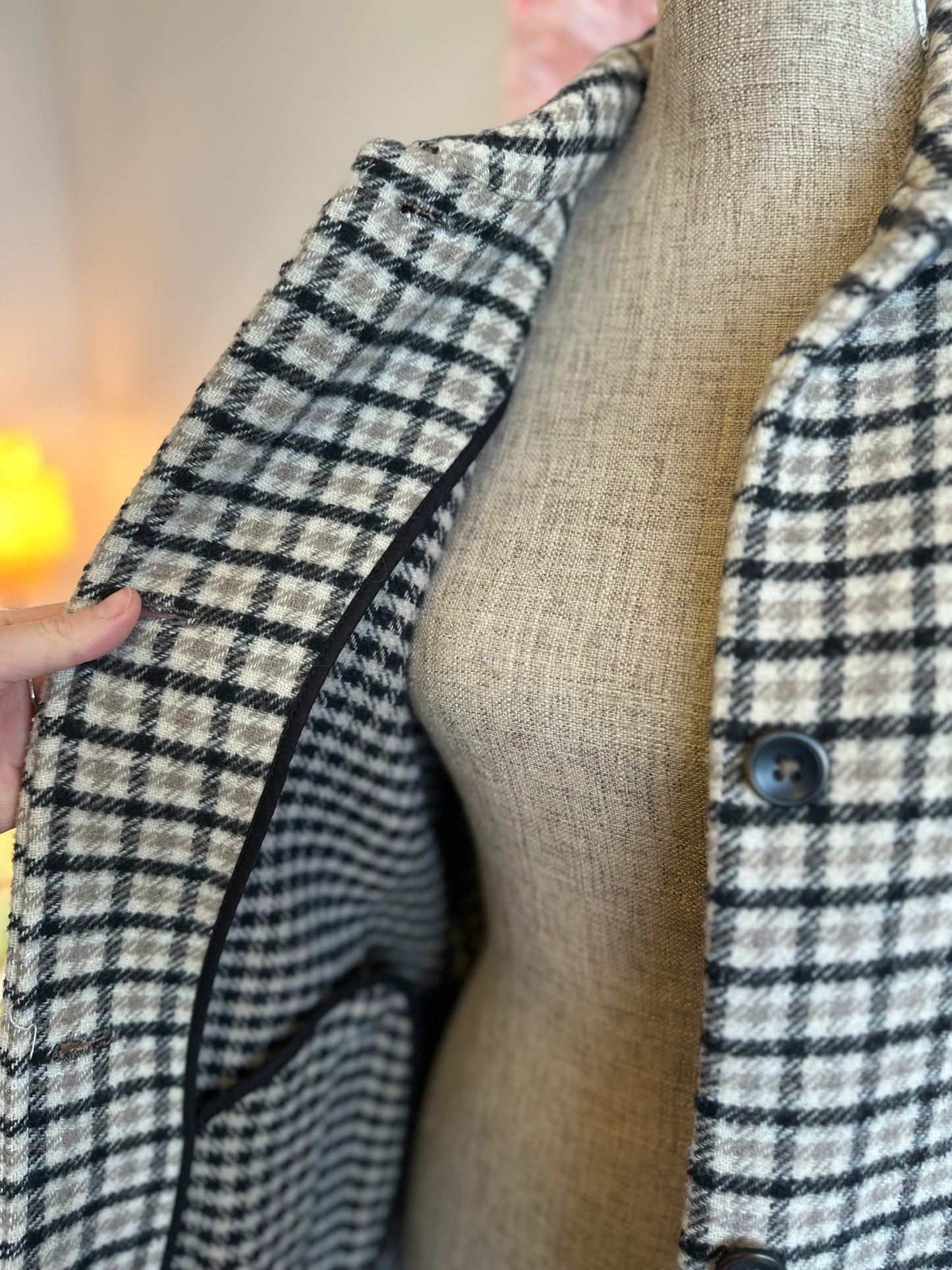 Manteau-veste à carreaux en laine T.34