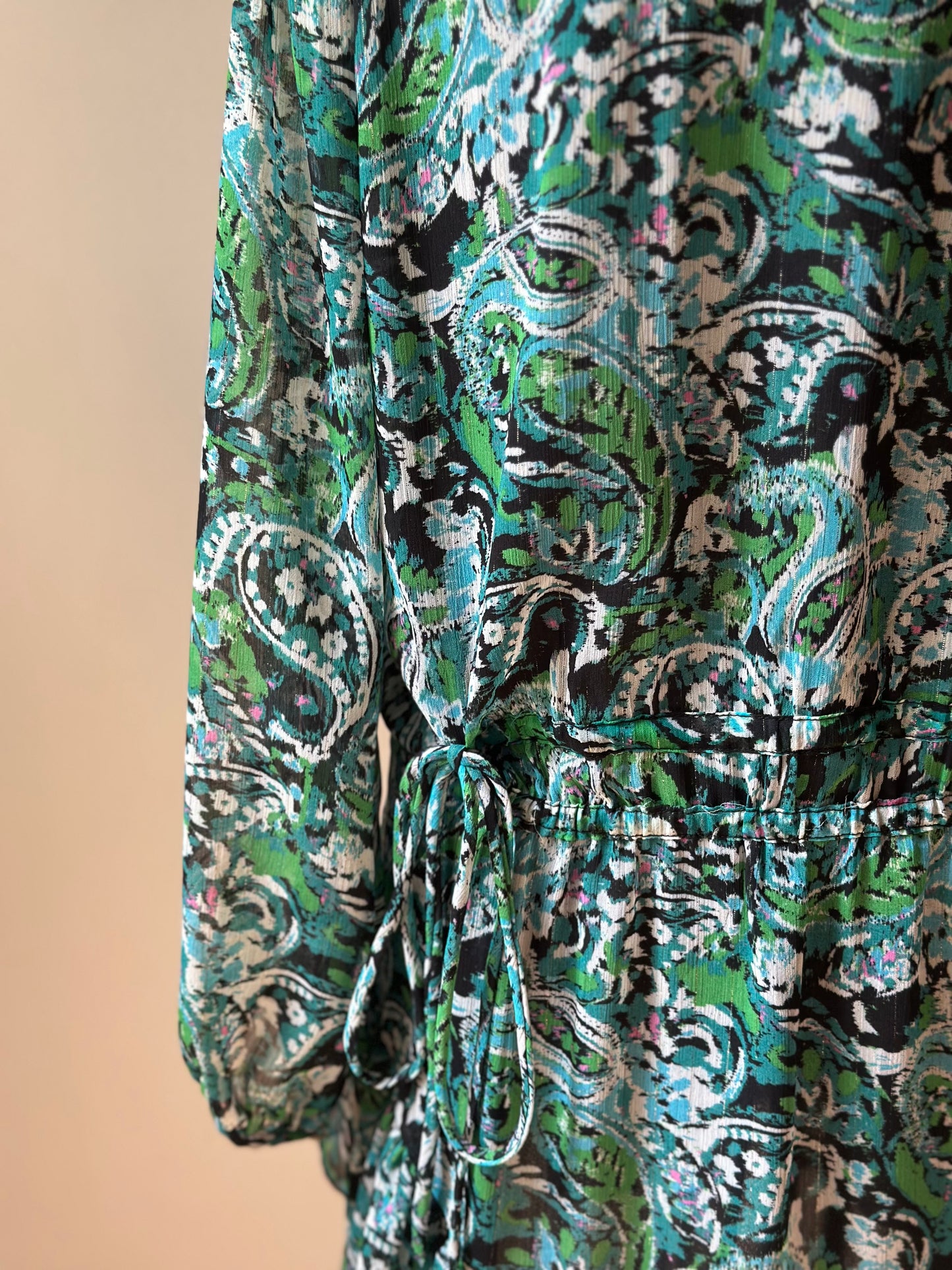 Robe midi imprimé cachemire vert T.40