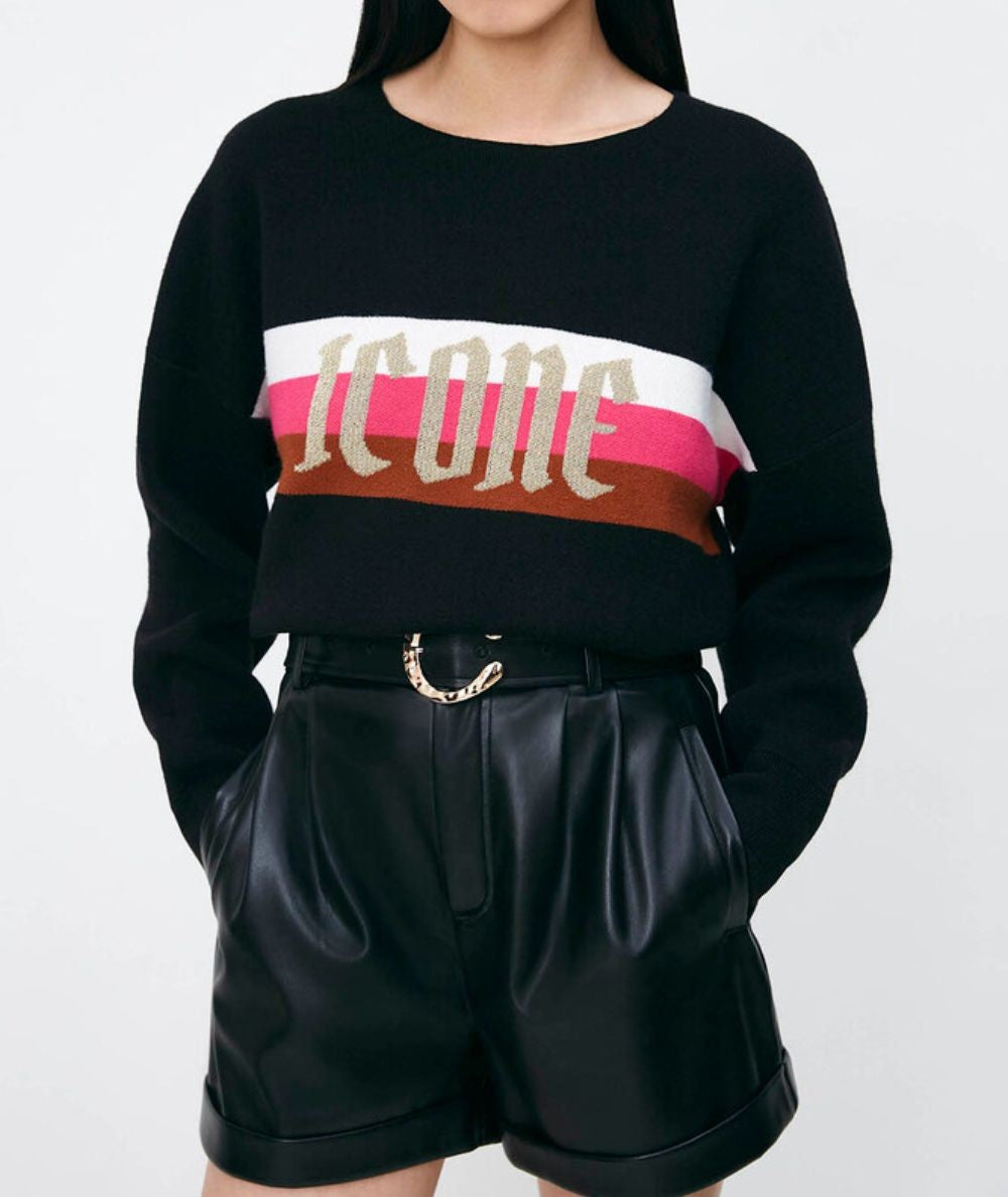 Pull Suncoo imprimé colorée modèle Pasco rose Icone oversize T.40