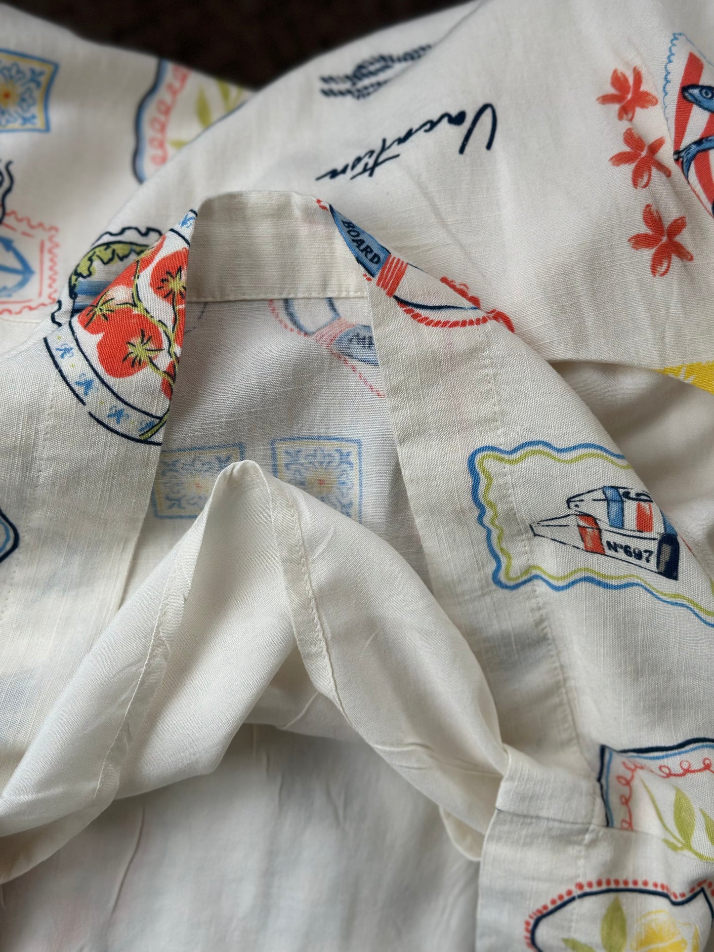 Robe d’été motifs bord de mer en lin, coton & viscose T.36/38