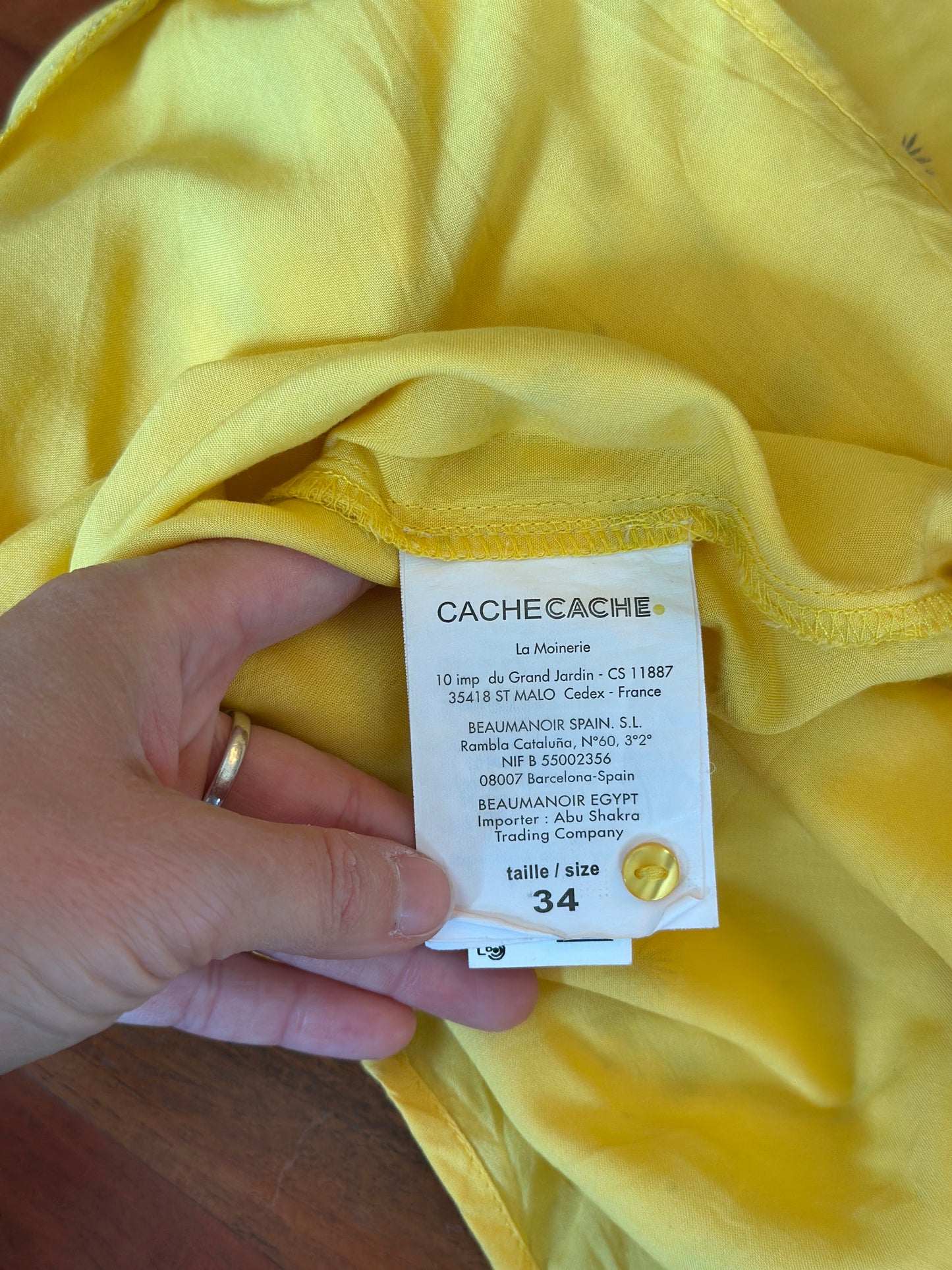 Blouse imprimé jaune doré neuve T.34
