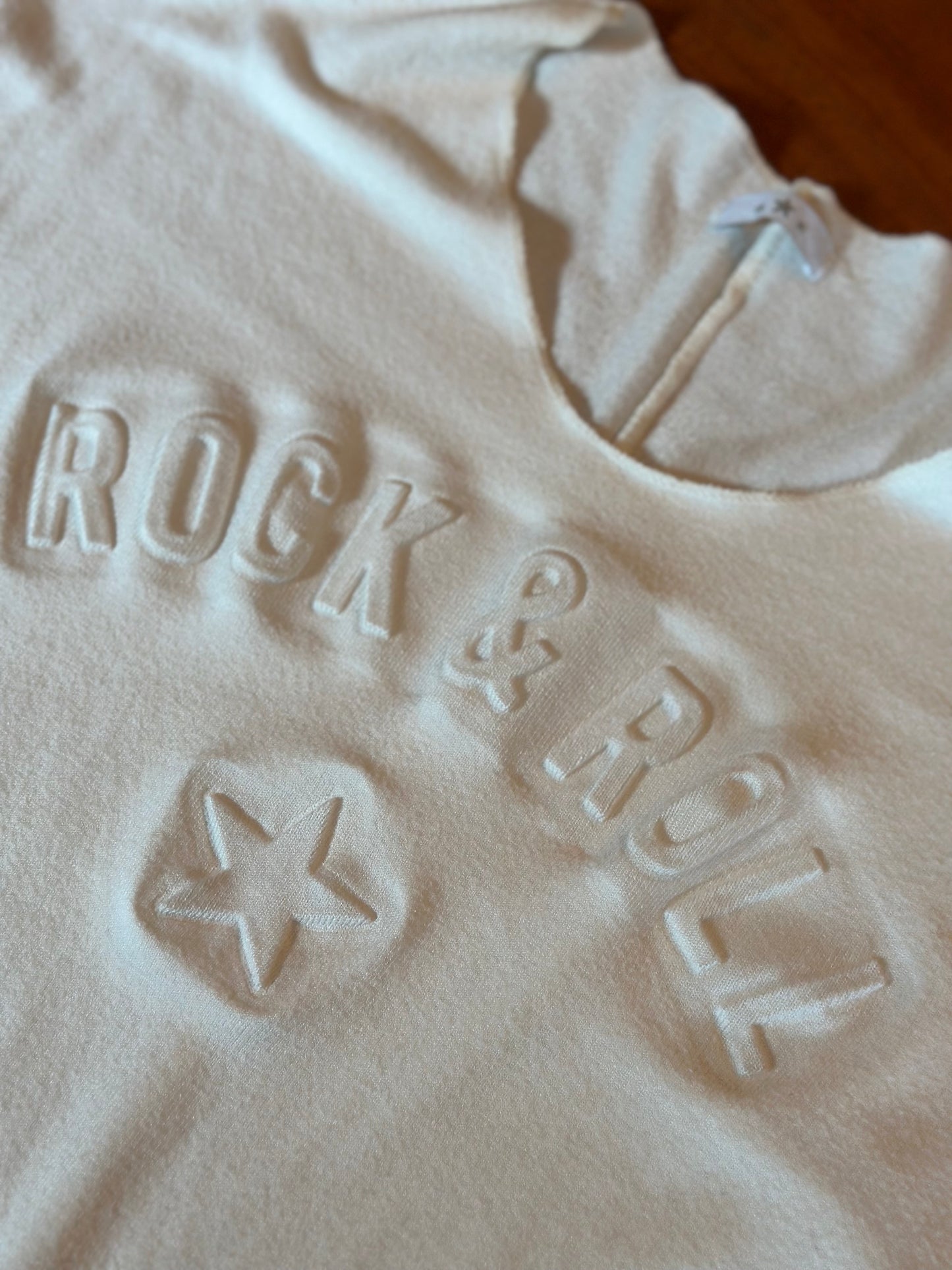 Pull blanc “Rock & Roll” en viscose Made in Italy T.U