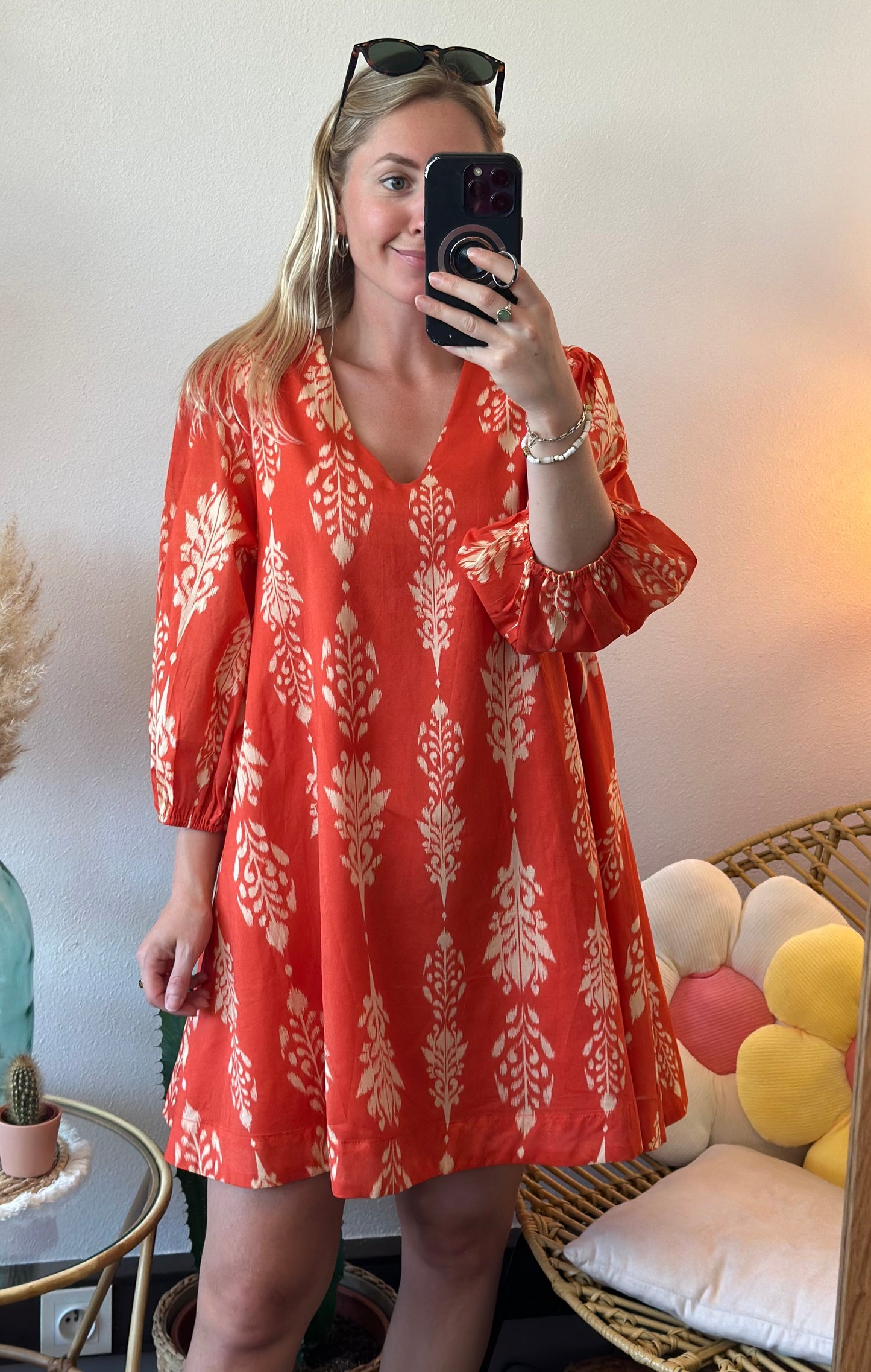 Robe d’été corail T.36 oversize neuve