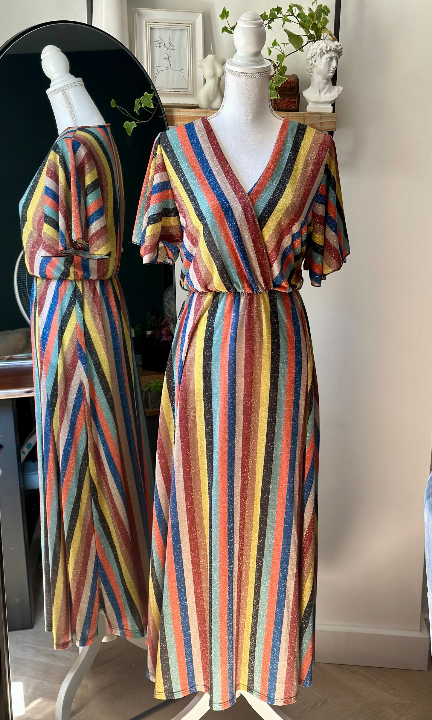 Robe longue rayée lurex multicolore T.U