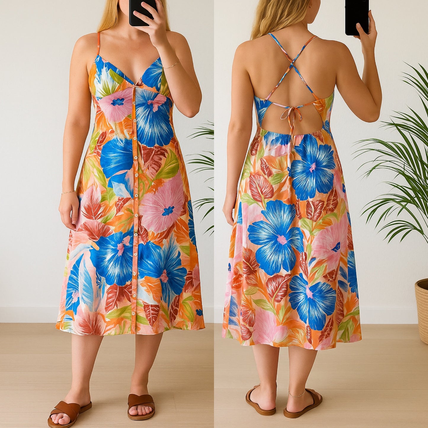 Robe dos nu imprimé fleuri T.34/36