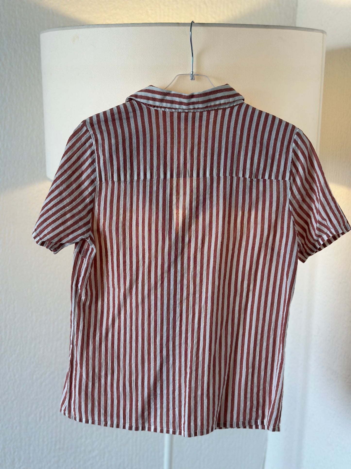Chemise d’été à rayures rose clair et blanc T.34