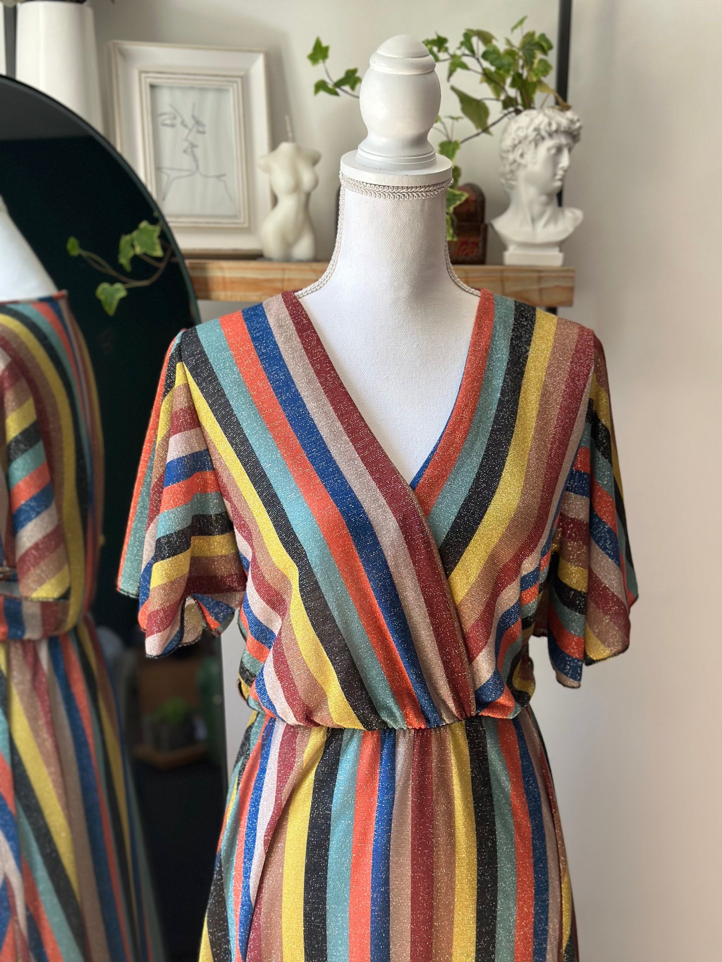 Robe longue rayée lurex multicolore T.U