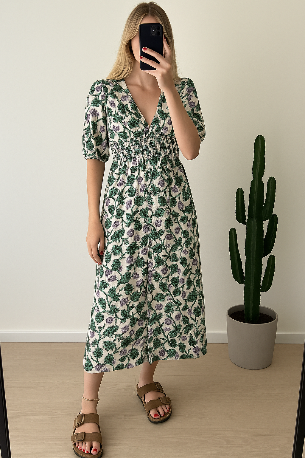Robe mi-longue imprimée florale T.36