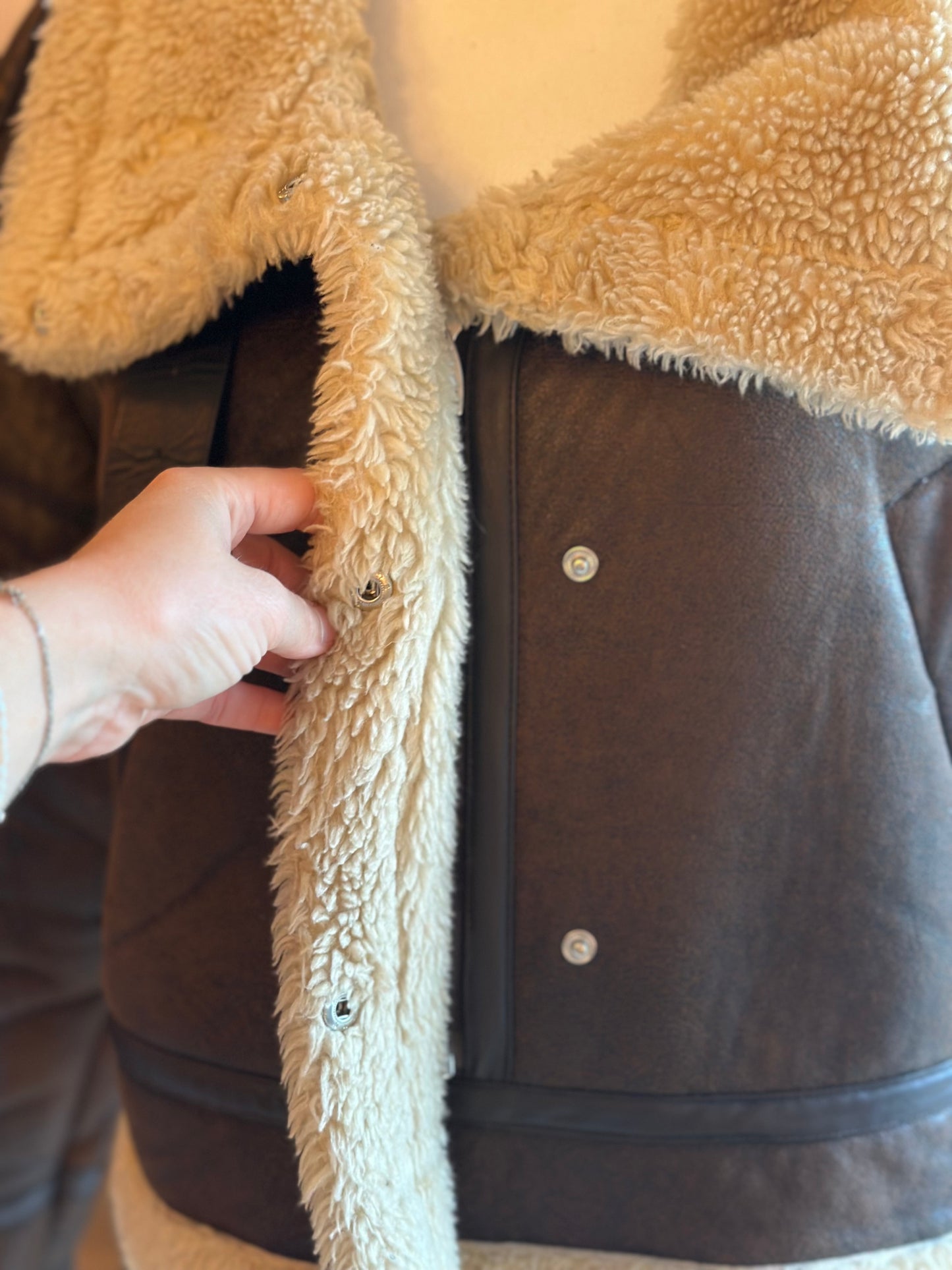 Blouson aviateur marron doublé effet mouton T.38