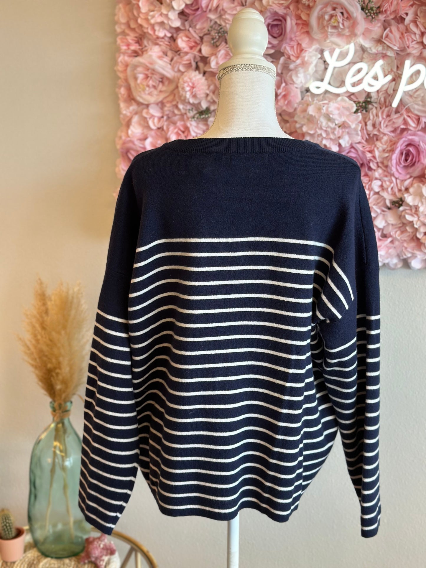 Pull marinière à imprimé "Amour", T.U