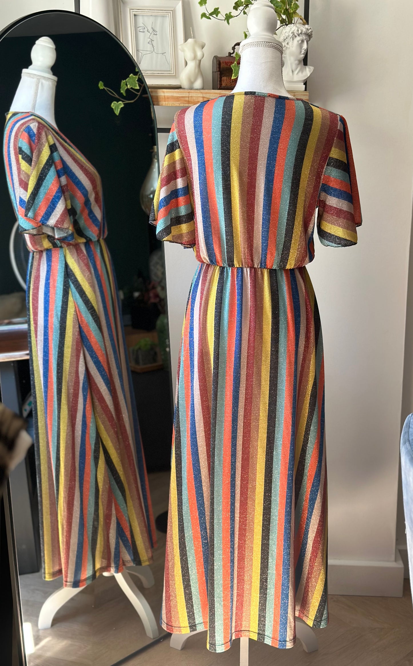 Robe longue rayée lurex multicolore T.U