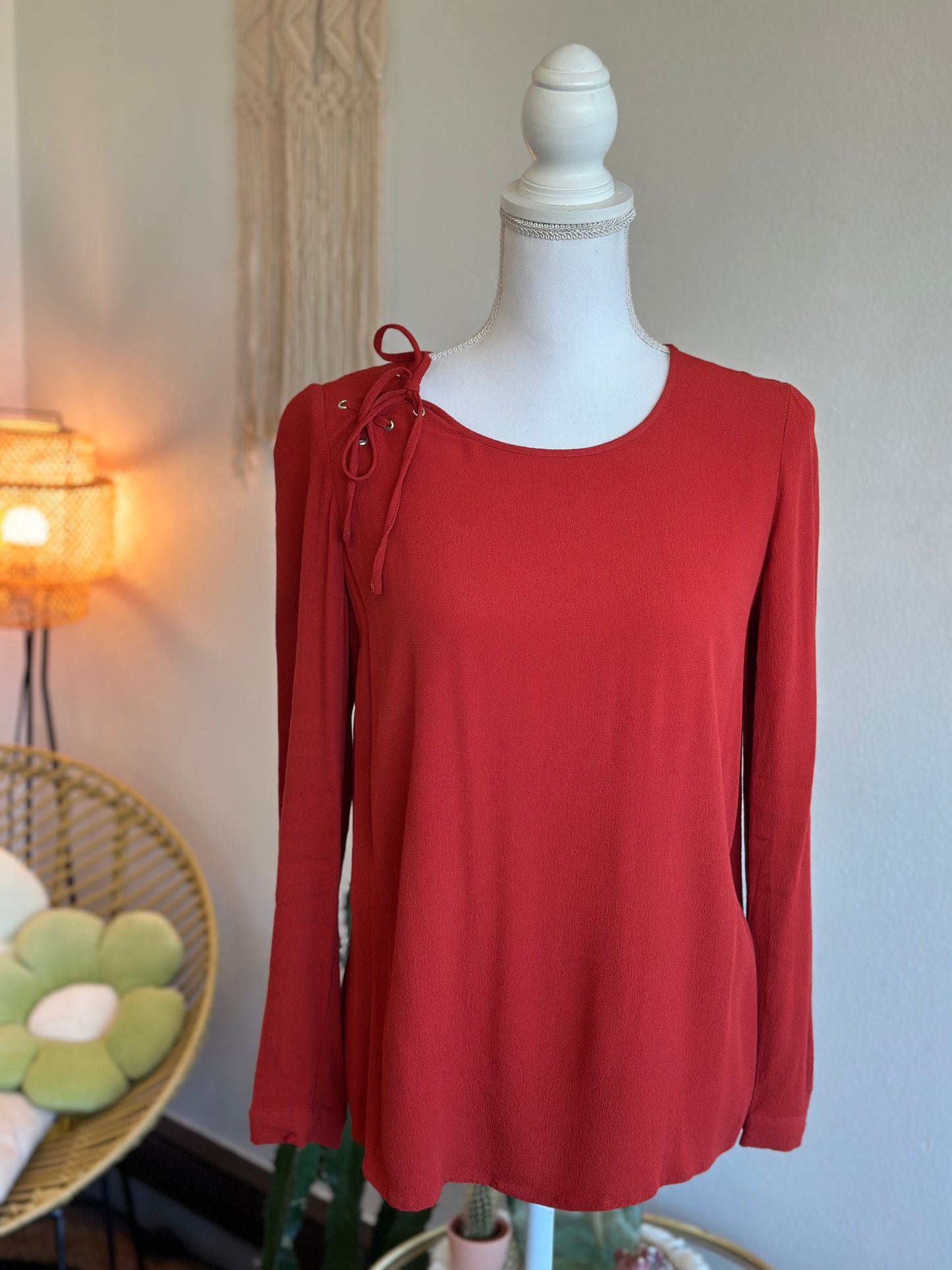 Blouse bohème rouge orangé, T.36/38