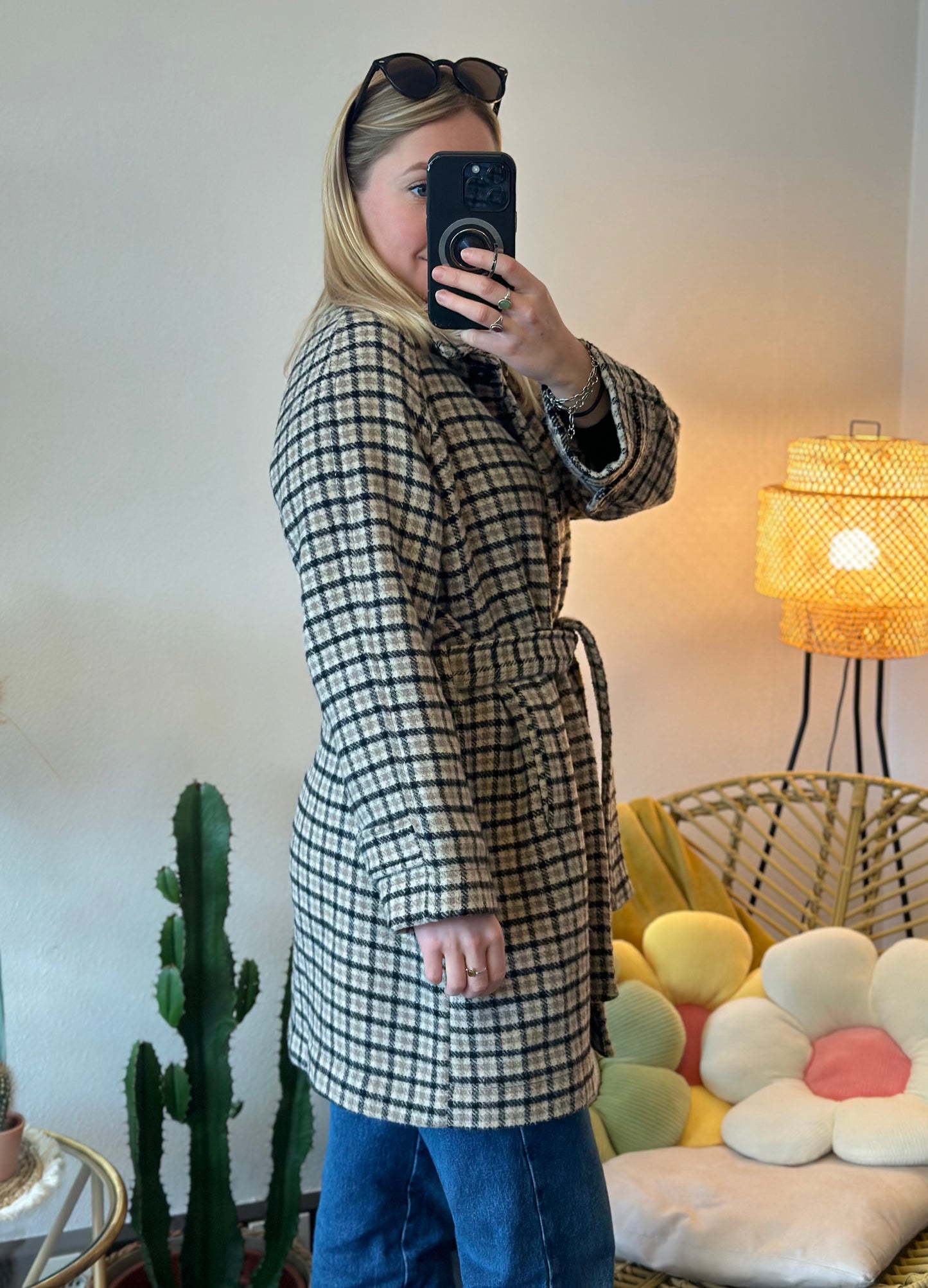 Manteau-veste à carreaux en laine T.34
