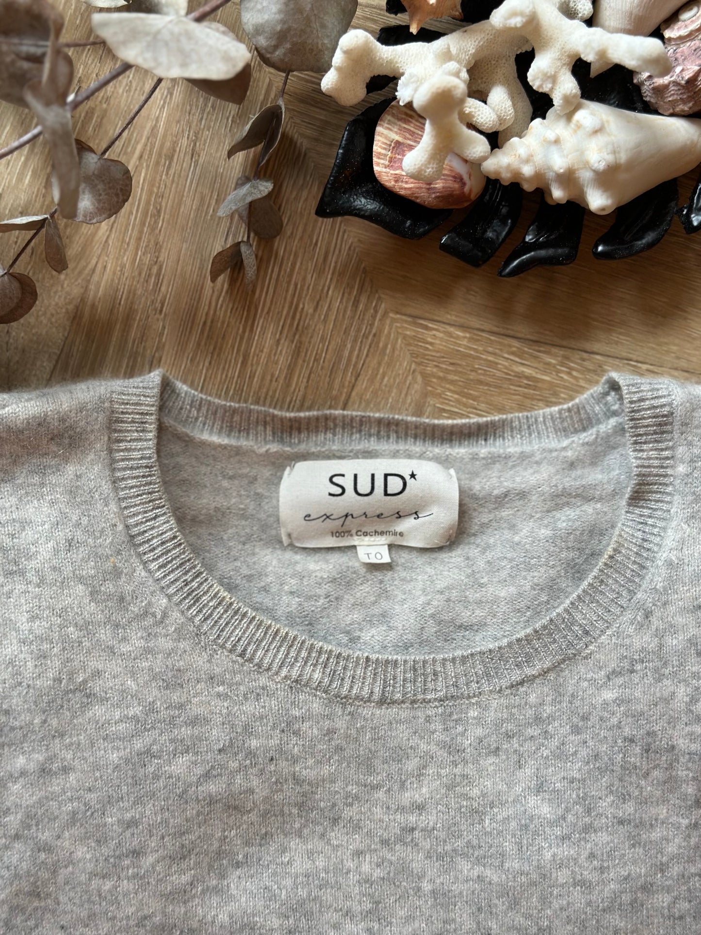 Pull en cachemire gris clair T.34/36