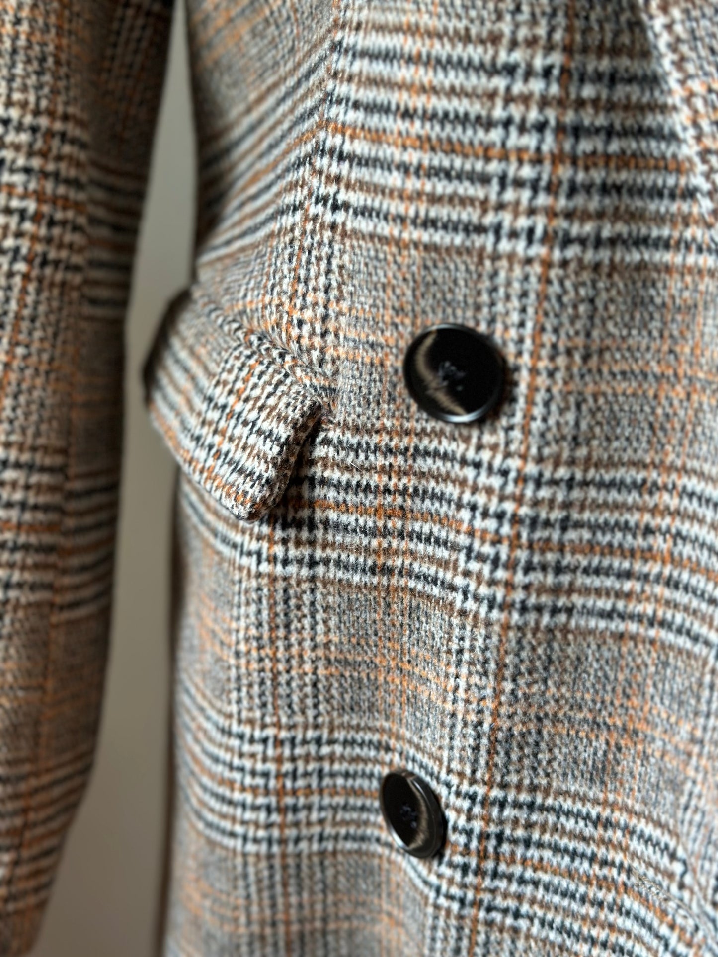 Manteau long pied-de-poule en laine T.34