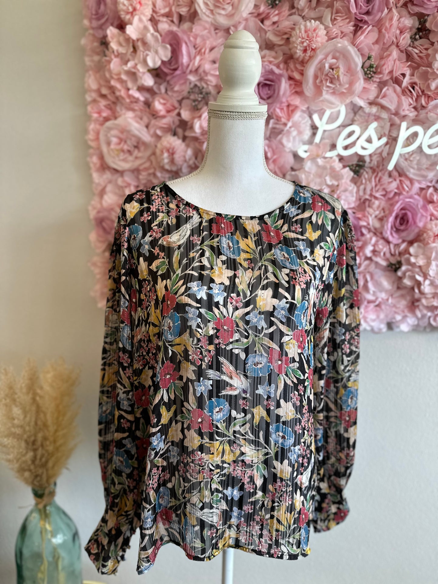 Belle blouse fluide à imprimé fleuri coloré T.44