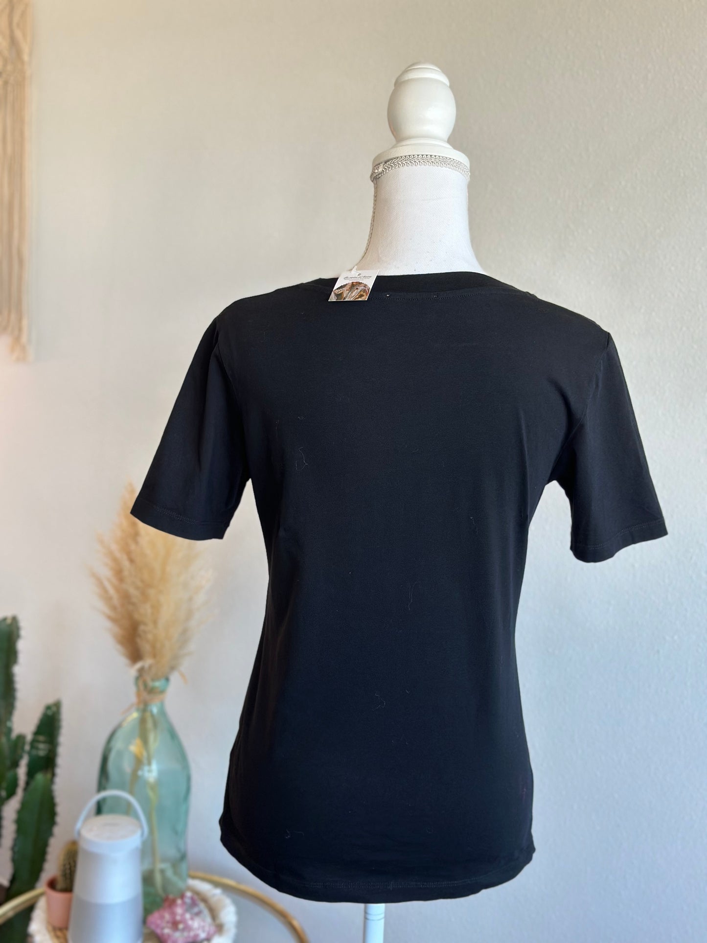T-shirt noir en coton avec imprimé “Wild Summer”, T36