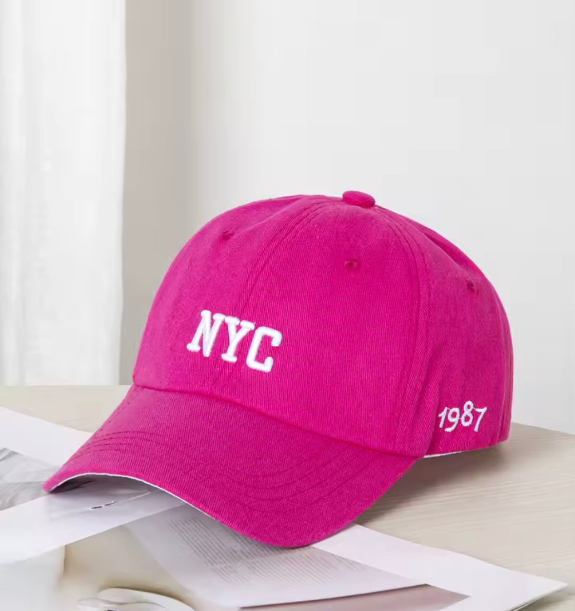 Casquette rose écriture New York taille unique, neuve