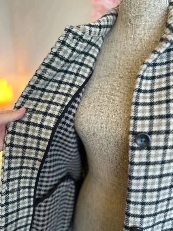 Manteau-veste à carreaux en laine T.34