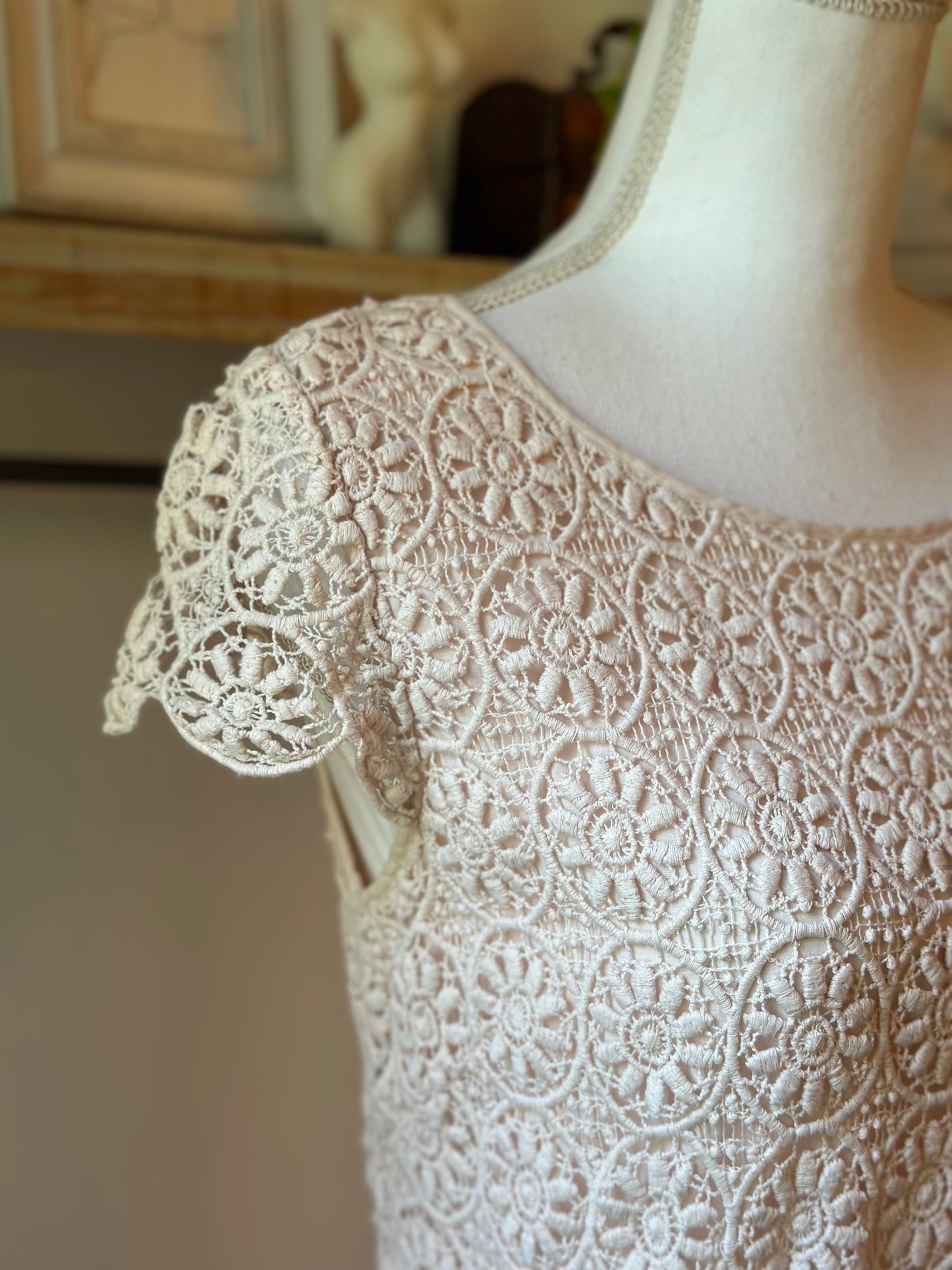 Robe dentelle rose poudré T.40