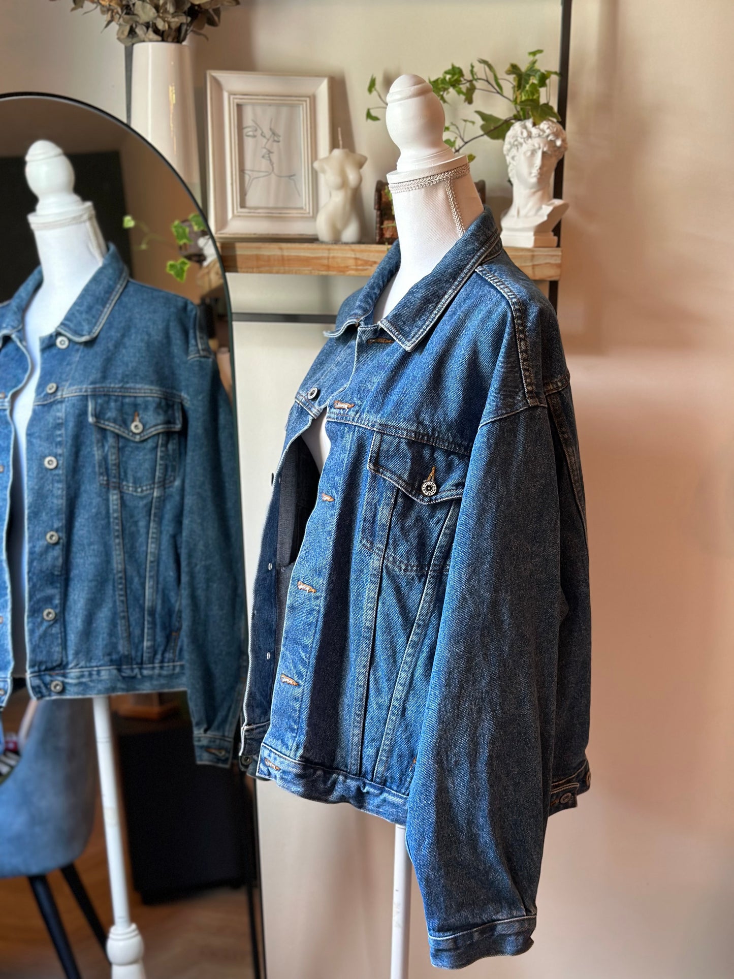Veste en jean bleu denim vintage– T.U oversize