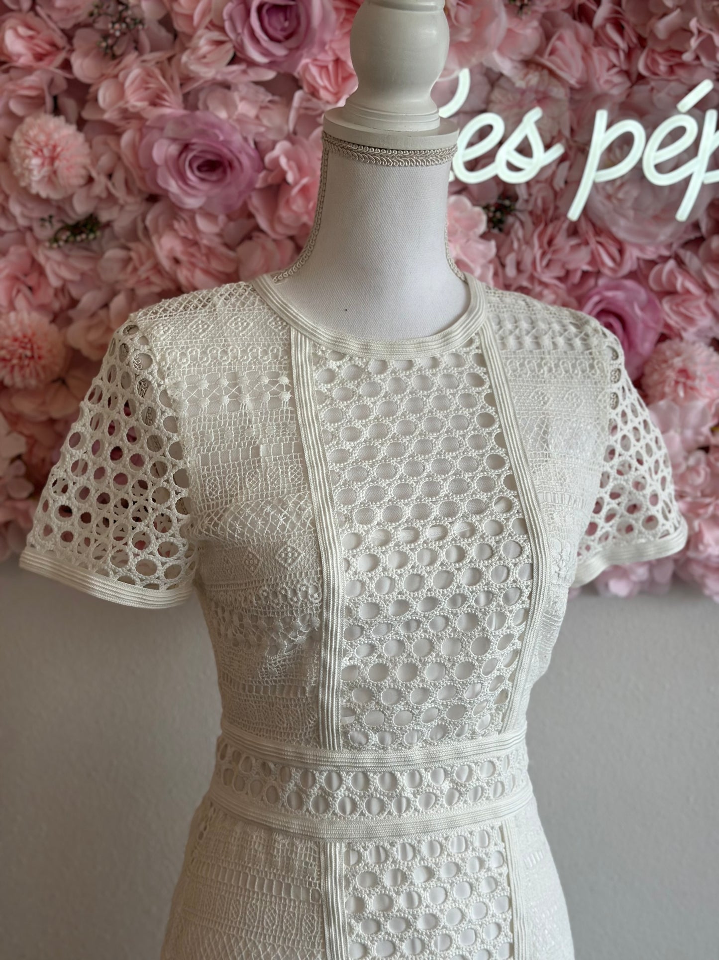Robe d'été blanche ajourée, taille 36 - H&M