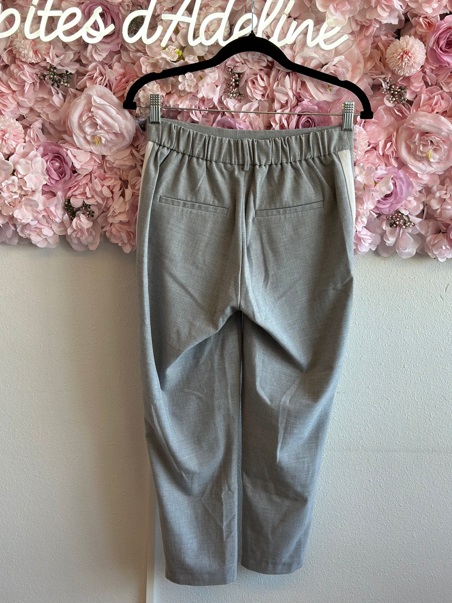 Pantalon chino jogger gris et blanc, T.34