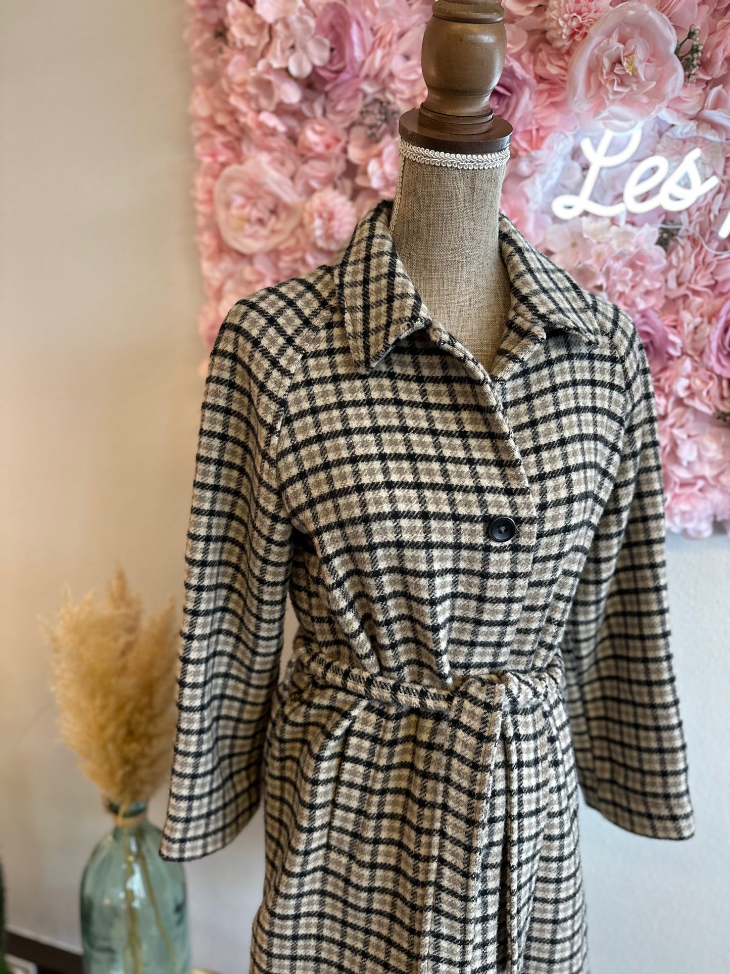 Manteau-veste à carreaux en laine T.34