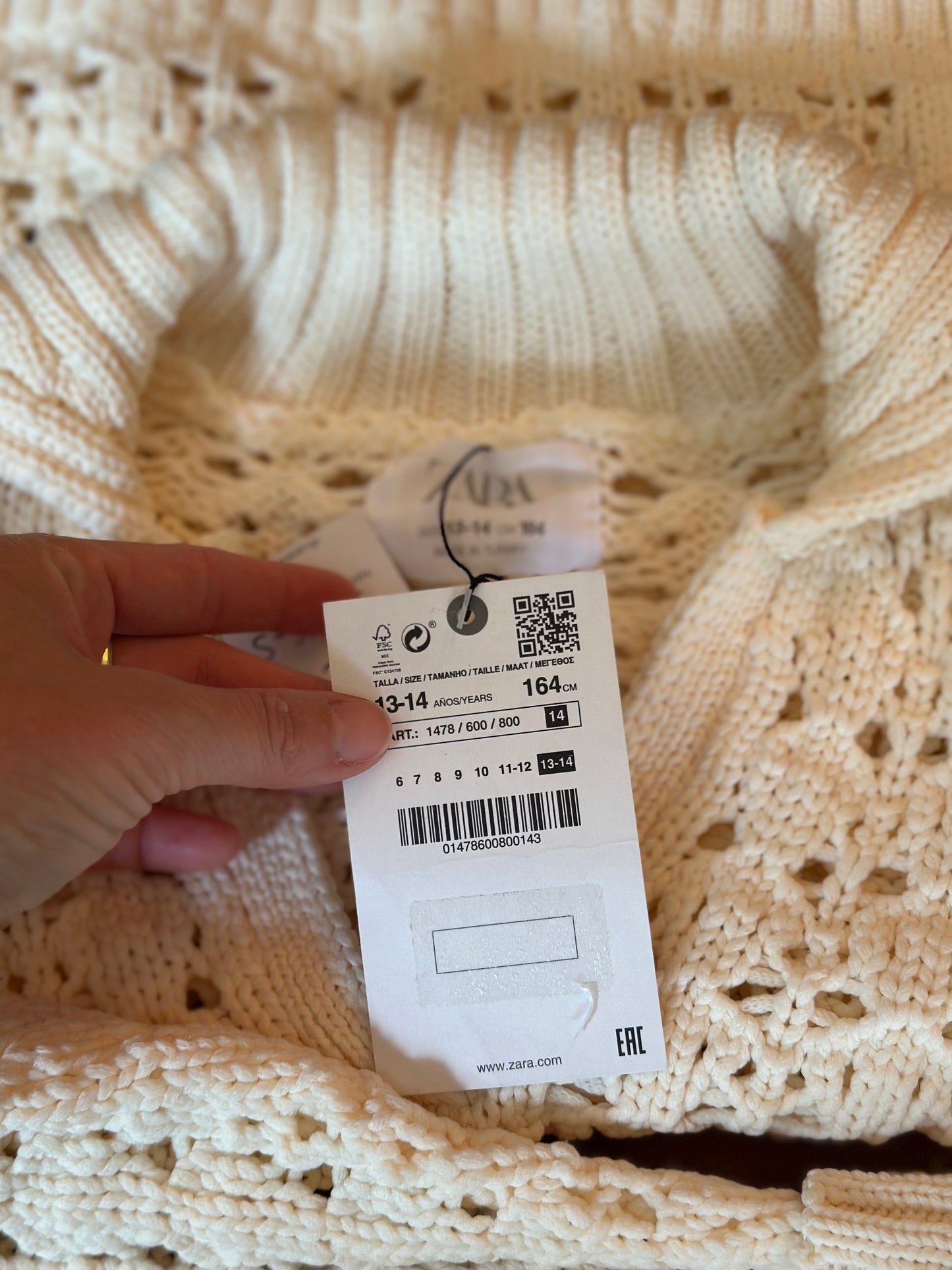 Pull ajouré crème neuf T.34/36