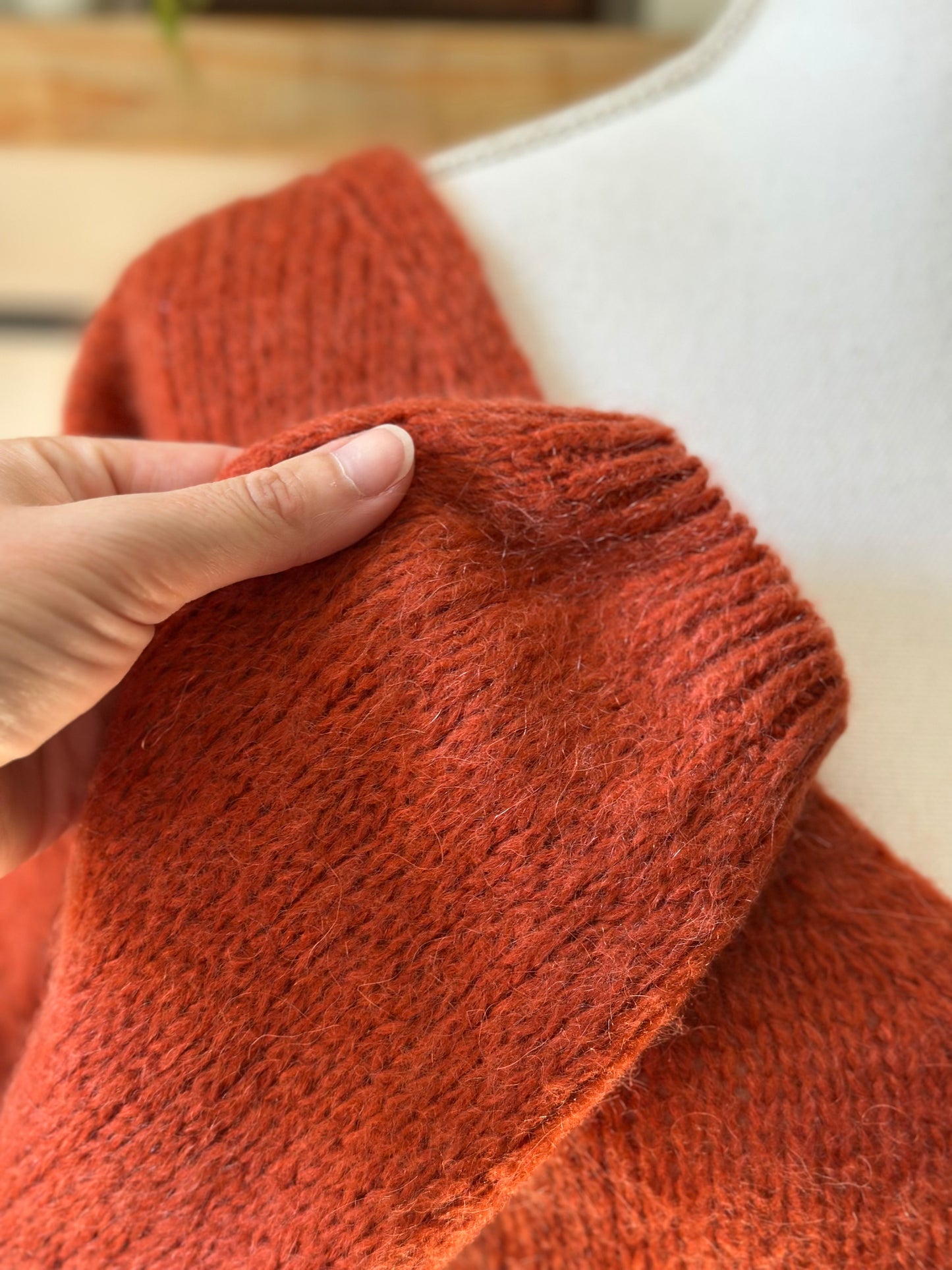 Gilet pull en mohair rouille réversible T.U