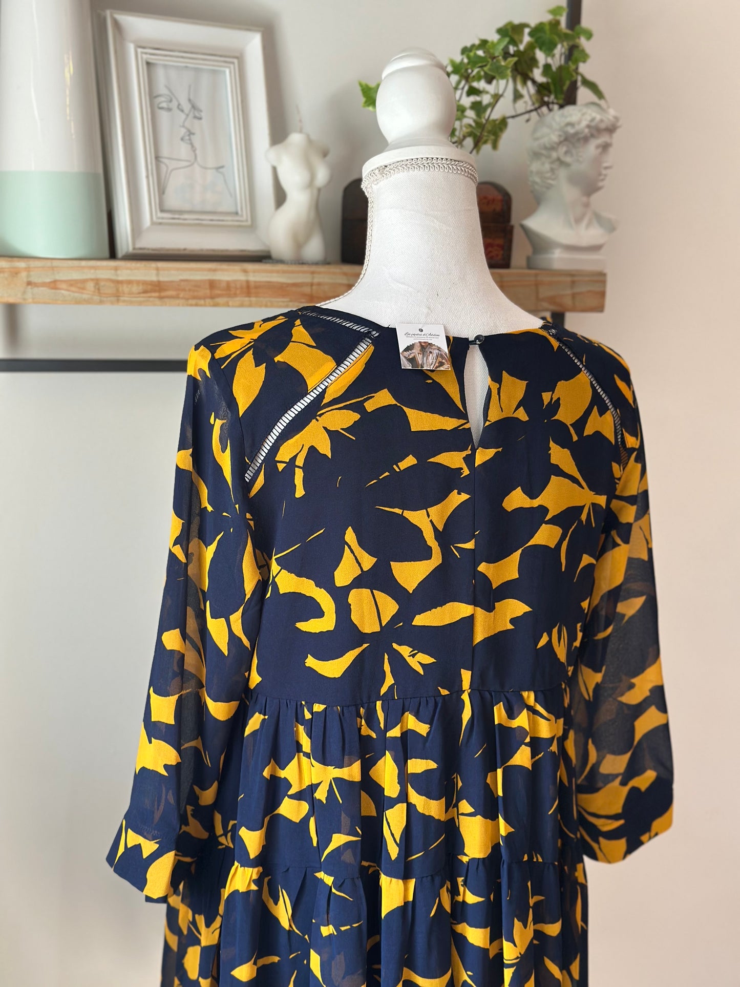 Robe imprimé jaune marine modèle Anouk T.38